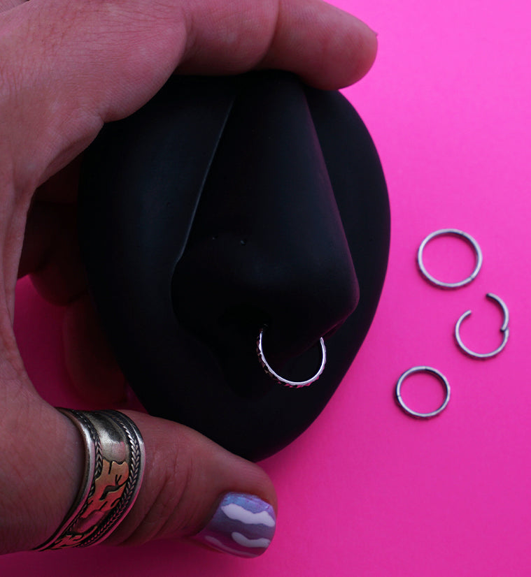 Faceted Side Stainless Steel Hinged Segment Ring