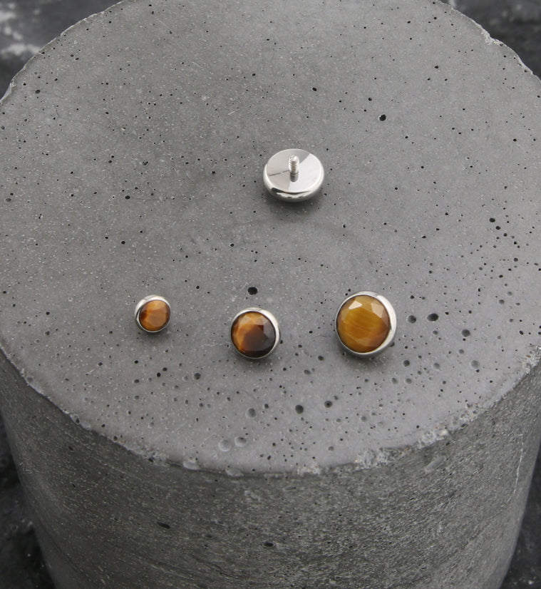 Faceted Tigers Eye Stone Titanium Internally Threaded Top