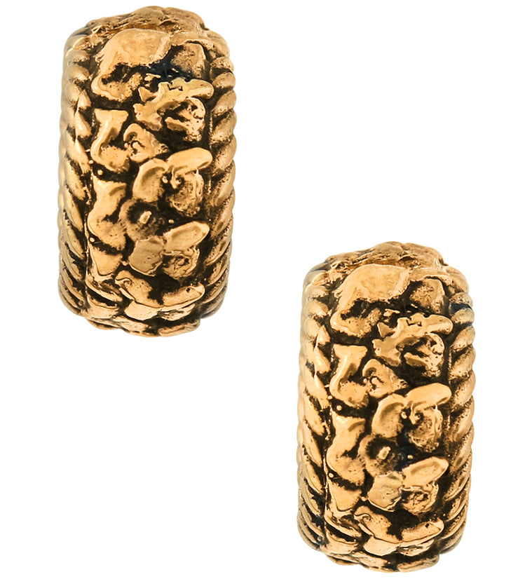 Fiber Rose Gold Brass Hinged Ear Lobe Cuffs