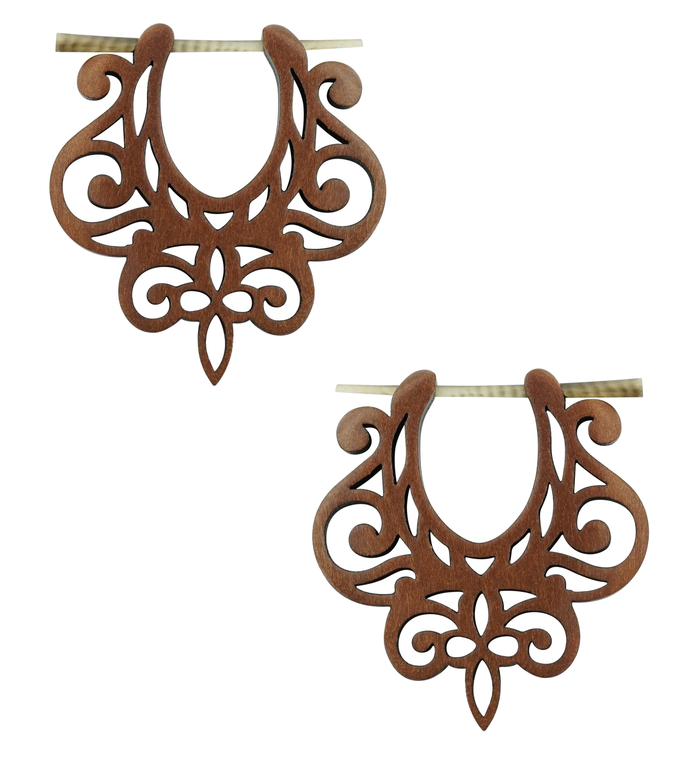Filigree Hoop Sawo Wood Earrings