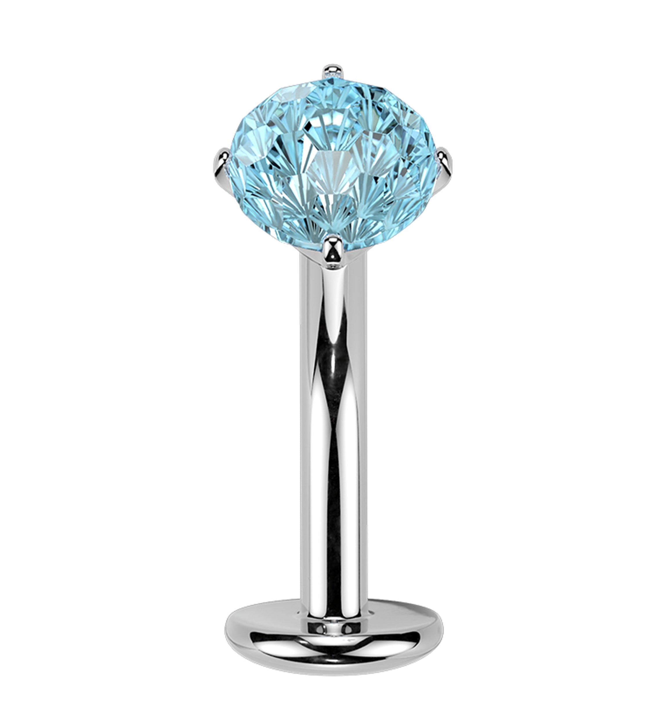Fireworks Aqua CZ Titanium Threadless Floating Curved Labret
