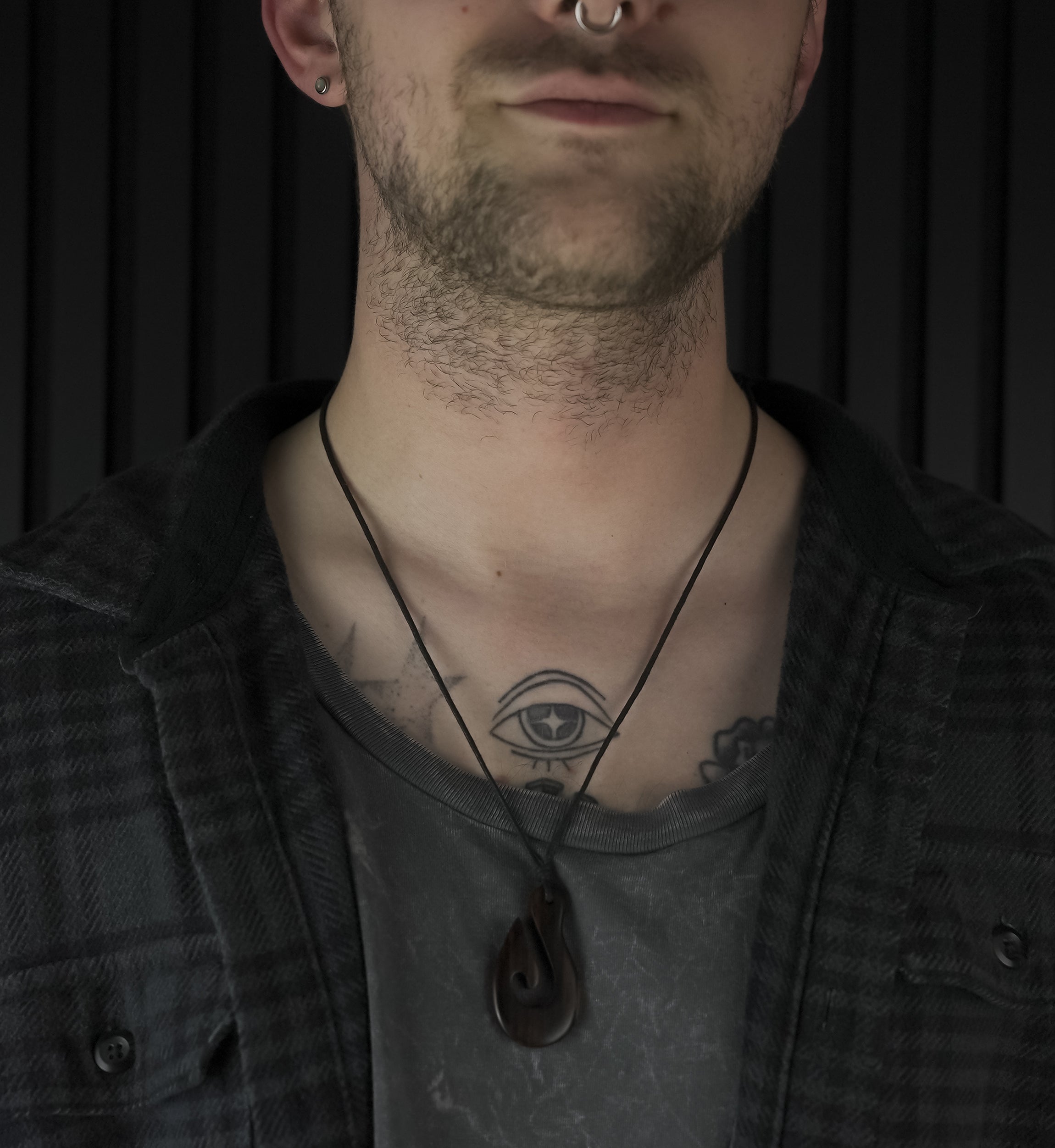 Fish Hook Narra Wood Pendant Necklace