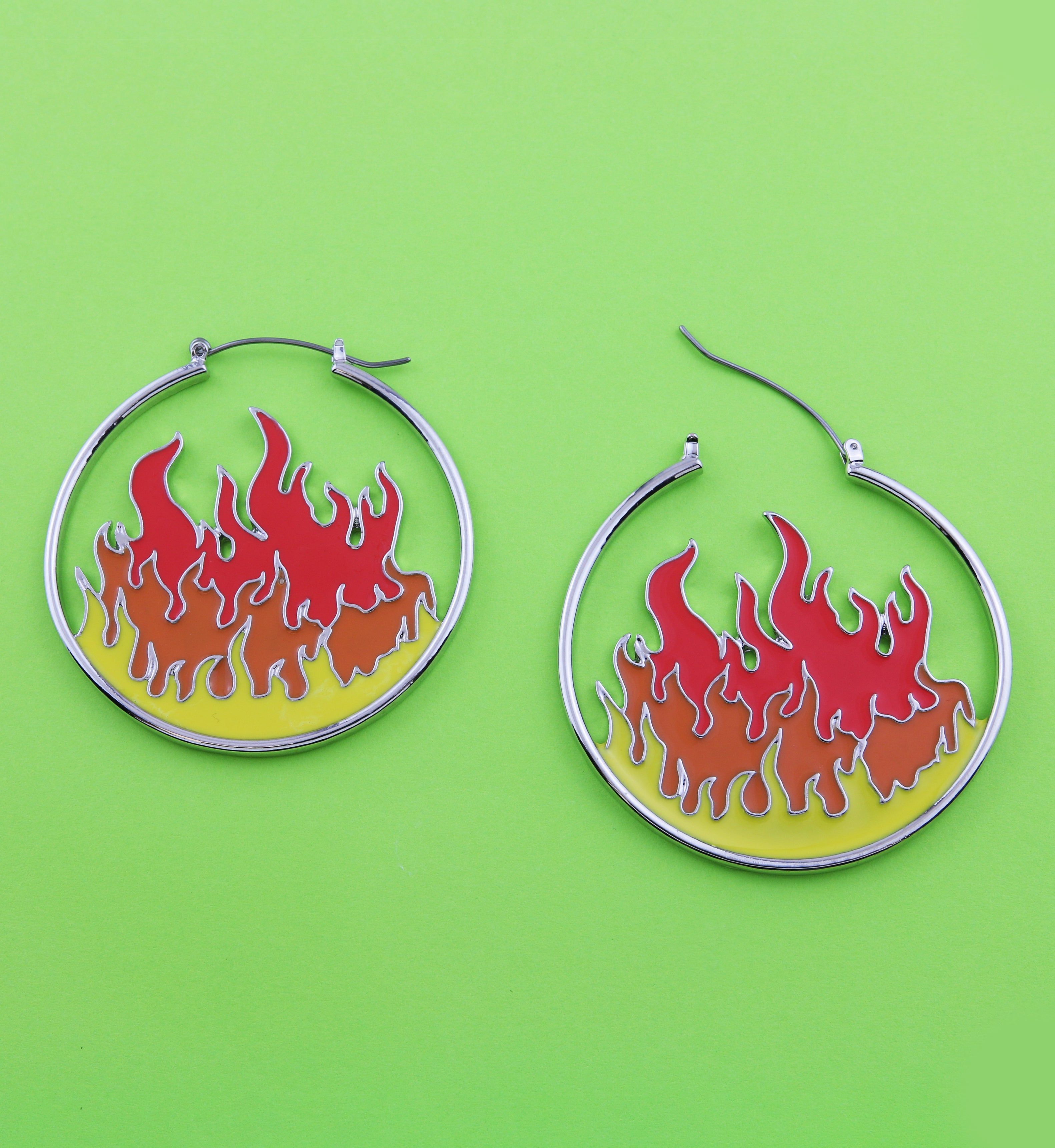 Flames Stainless Steel Plug Hoops