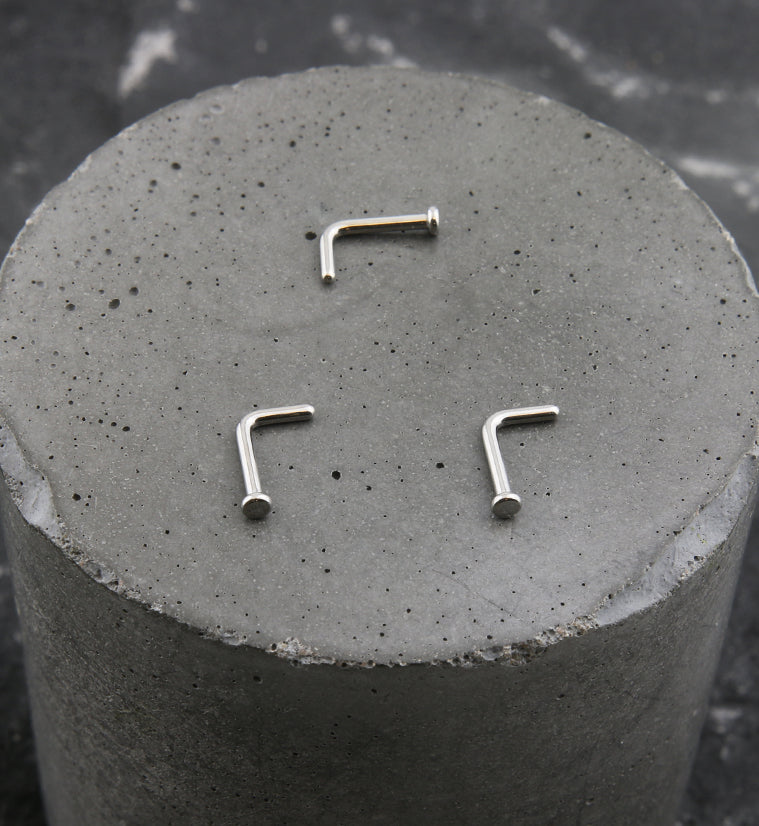 Flat Disk Top L Bend Titanium Nose Ring