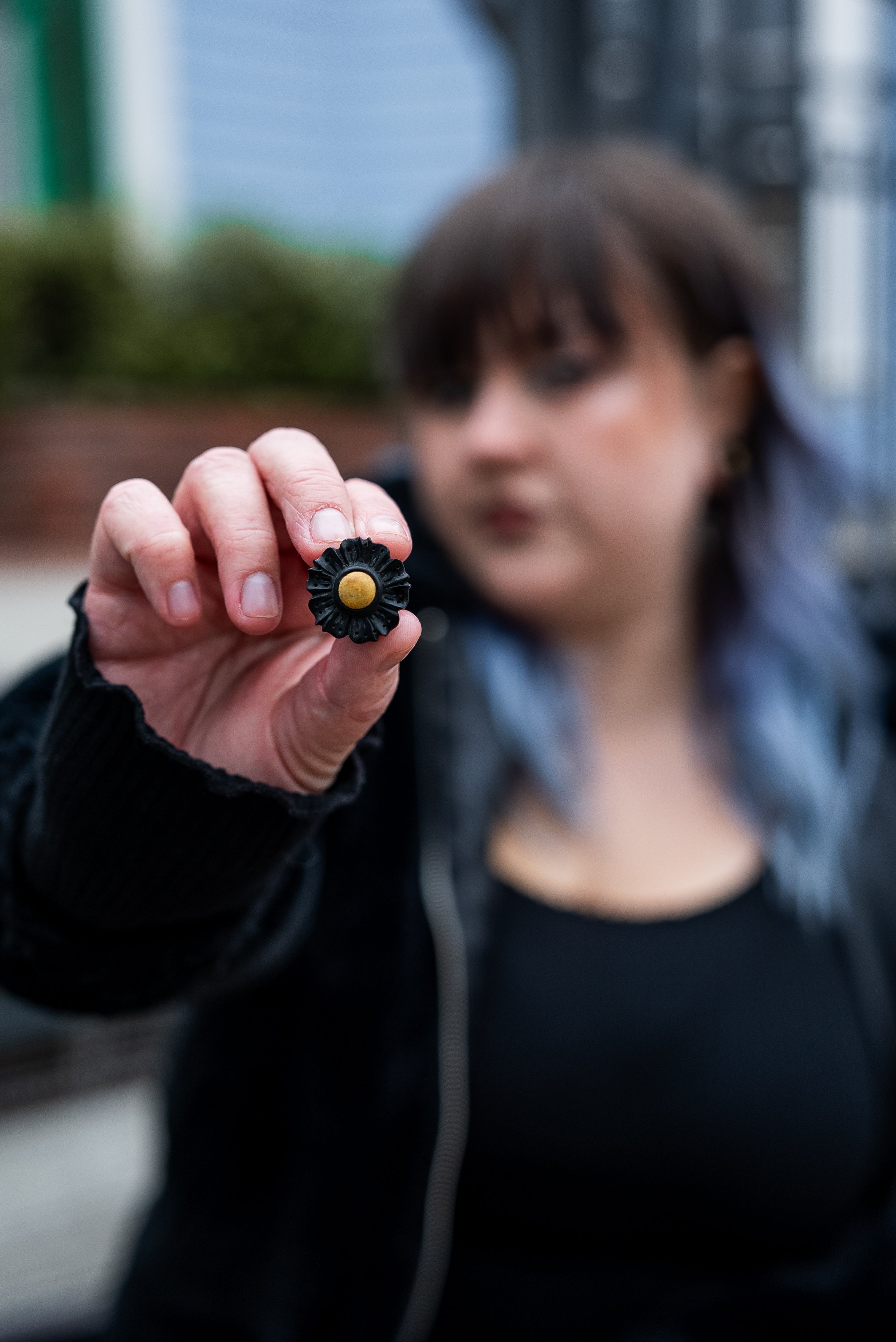 Floral Mayan Flared Wooden Plugs with Jackfruit Wood Inlay