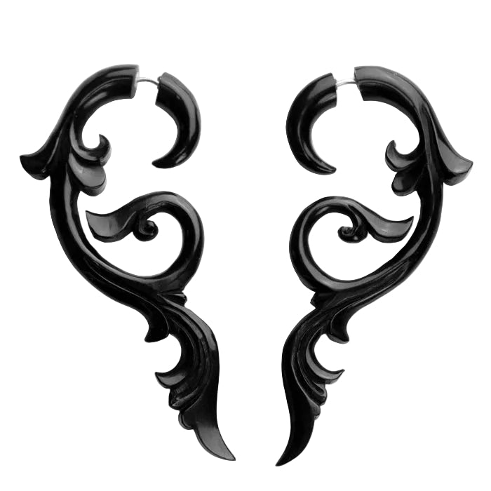 Floral Vine Fake Gauges Earrings