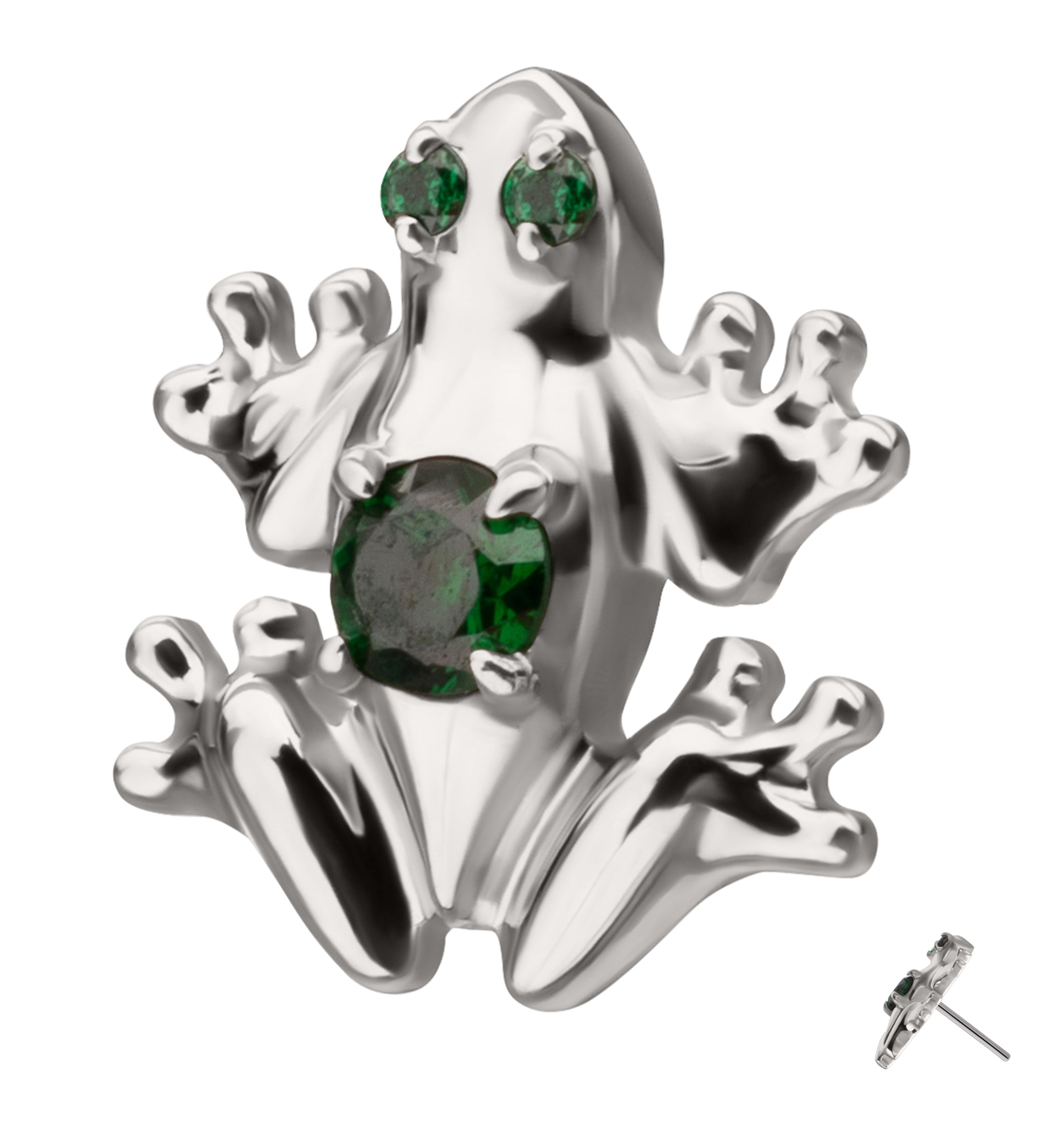 Frog Emerald CZ Titanium Threadless Top
