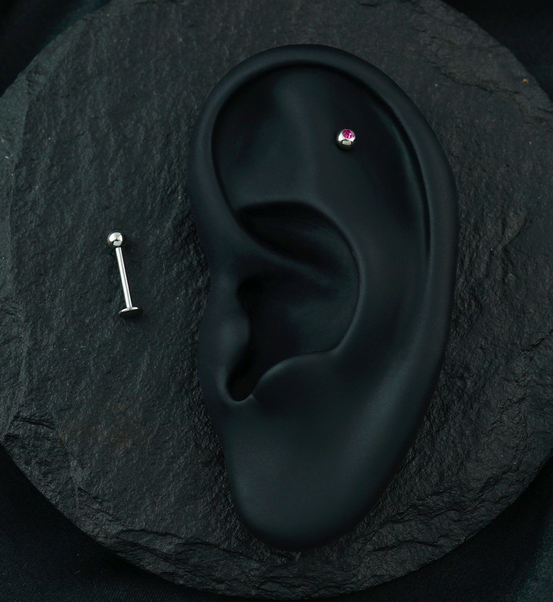 Fuchsia CZ Labret Post