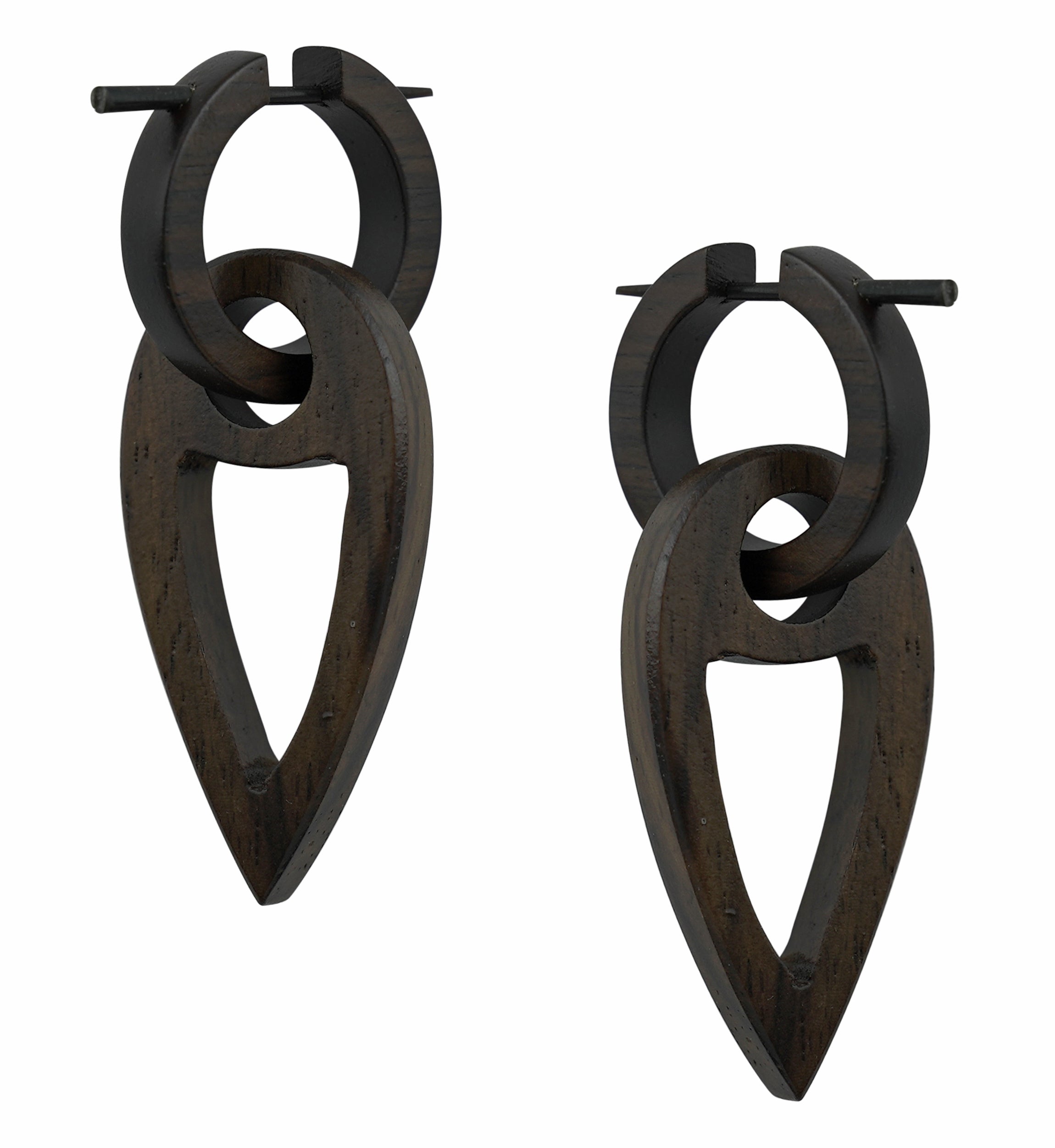 Geo Narra Wood Hoop Earrings