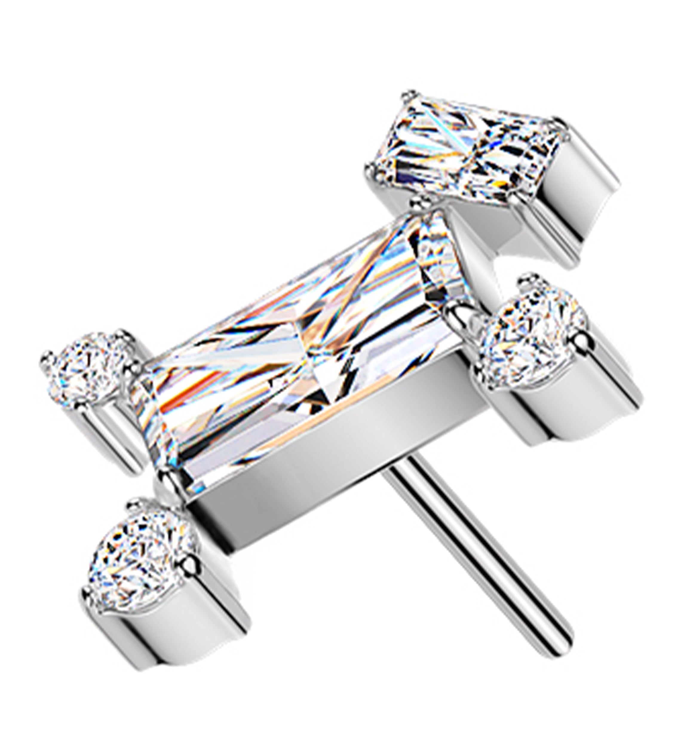 Geometric Pup Clear CZ Titanium Threadless Top