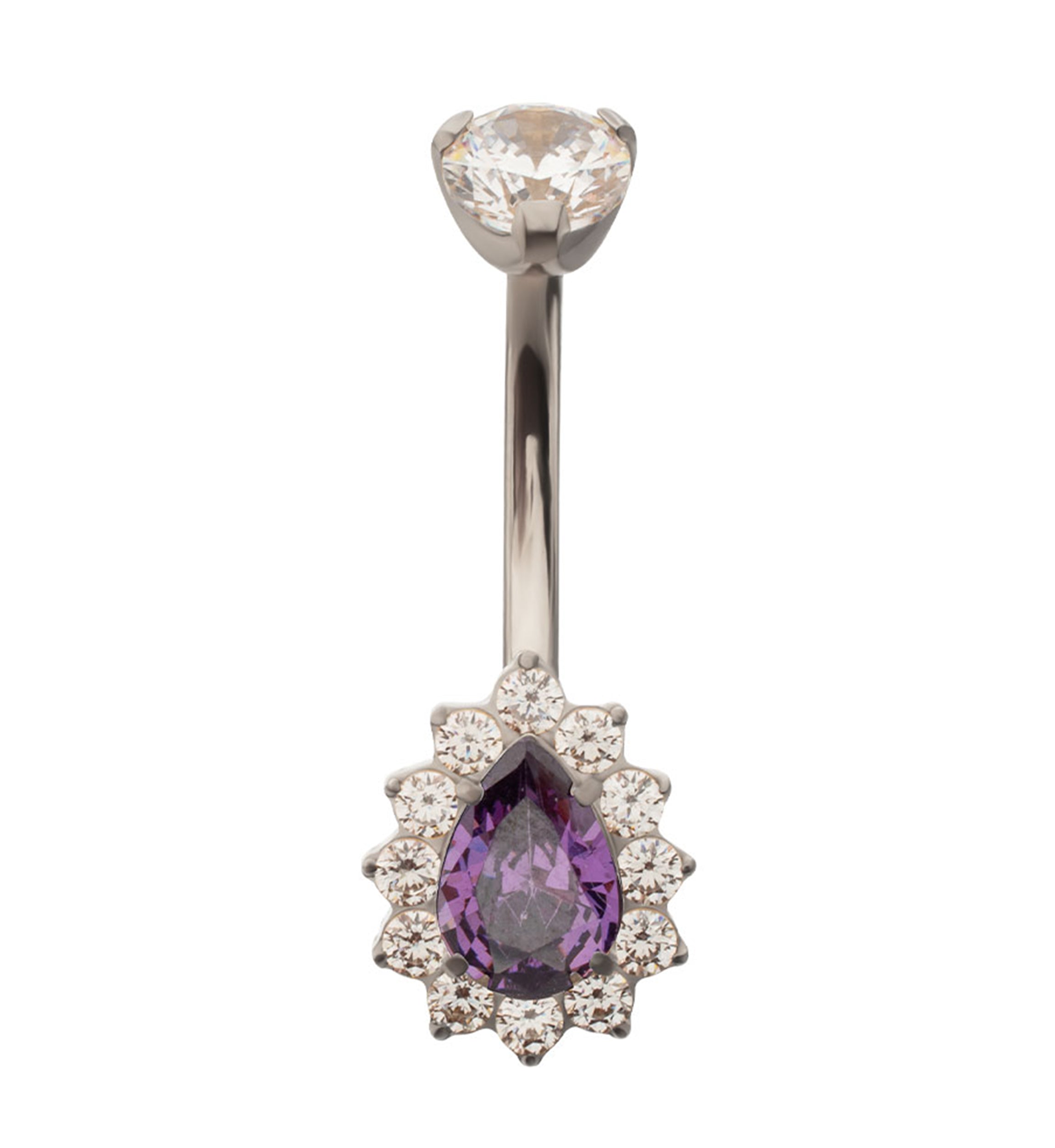 Gild Teardrop Amethyst CZ Titanium Internally Threaded Belly Button Ring