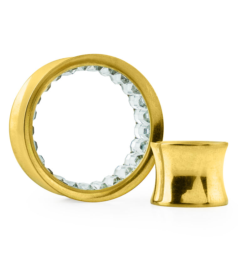 Gold PVD Tunnels with CZ Inlay