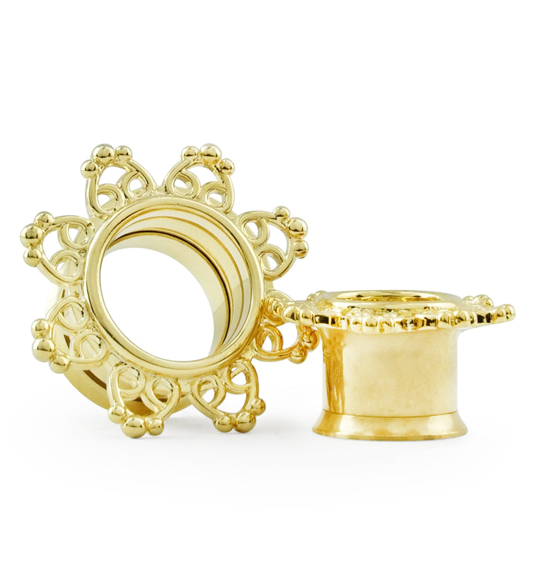Golden Interlace Rim Stainless Steel Tunnel Plugs