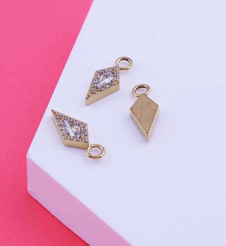 Gold PVD Abyss Pave Clear CZ Titanium Charm