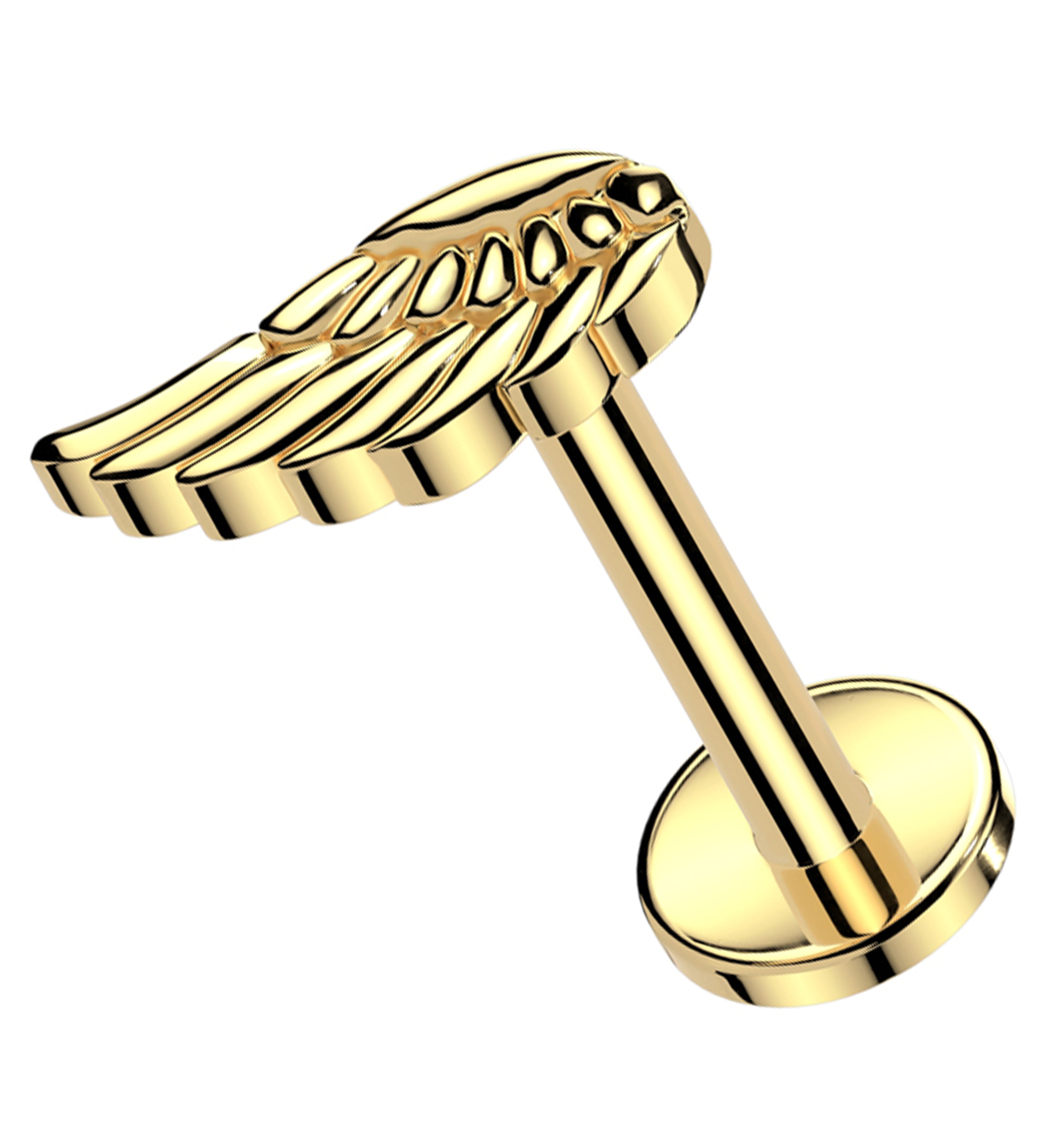 Gold PVD Angel Wing Internally Threaded Titanium Labret