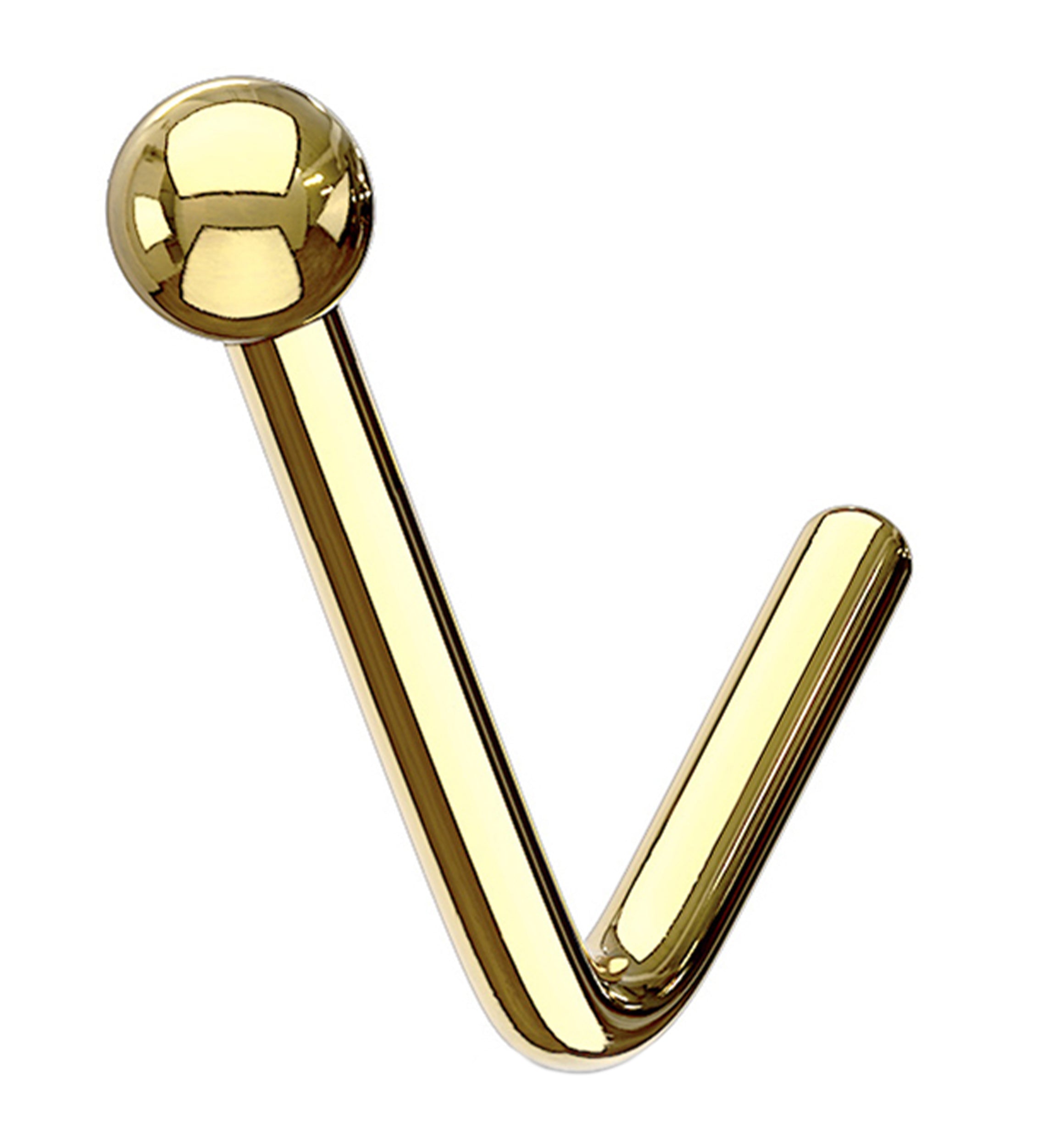 Gold PVD Ball Top L Bend Nose Ring