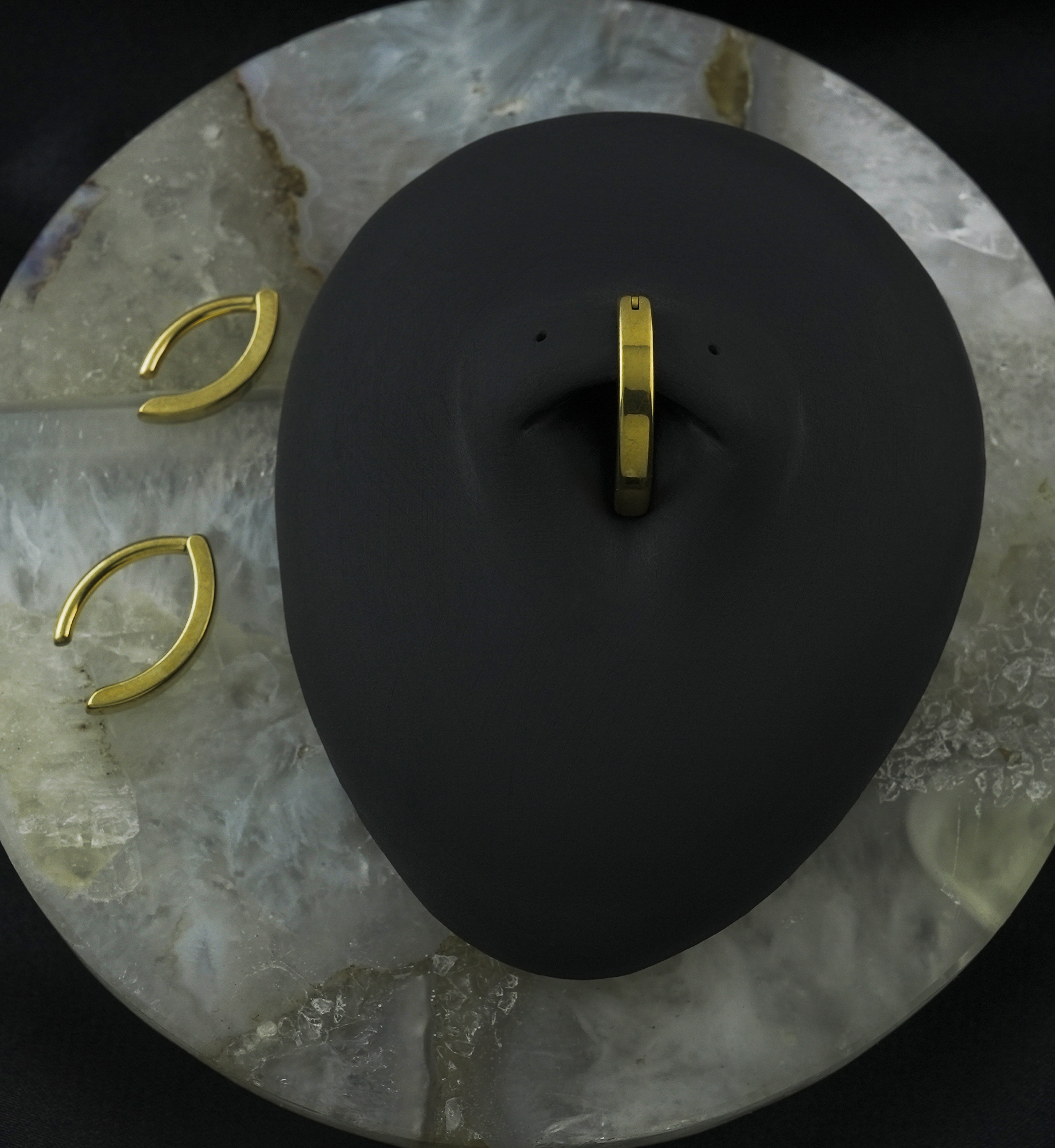 Gold PVD Bar Titanium Hinged Belly Button Ring