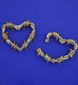 Gold PVD Barbed Heart Stainless Steel Hinged Ear Weights