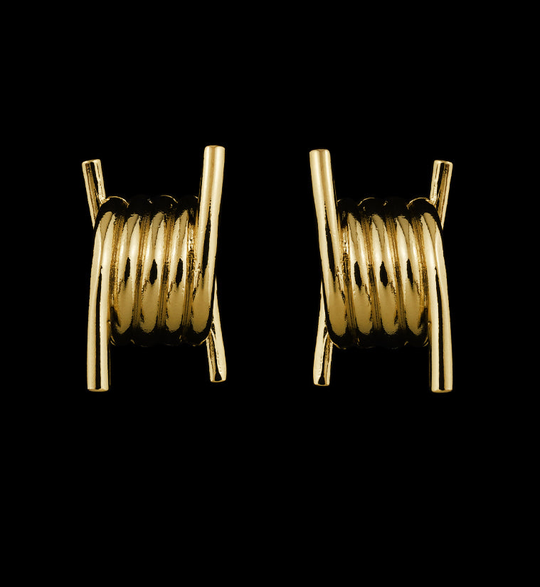 Gold PVD Barbed Wire Hinged Ear Hangers