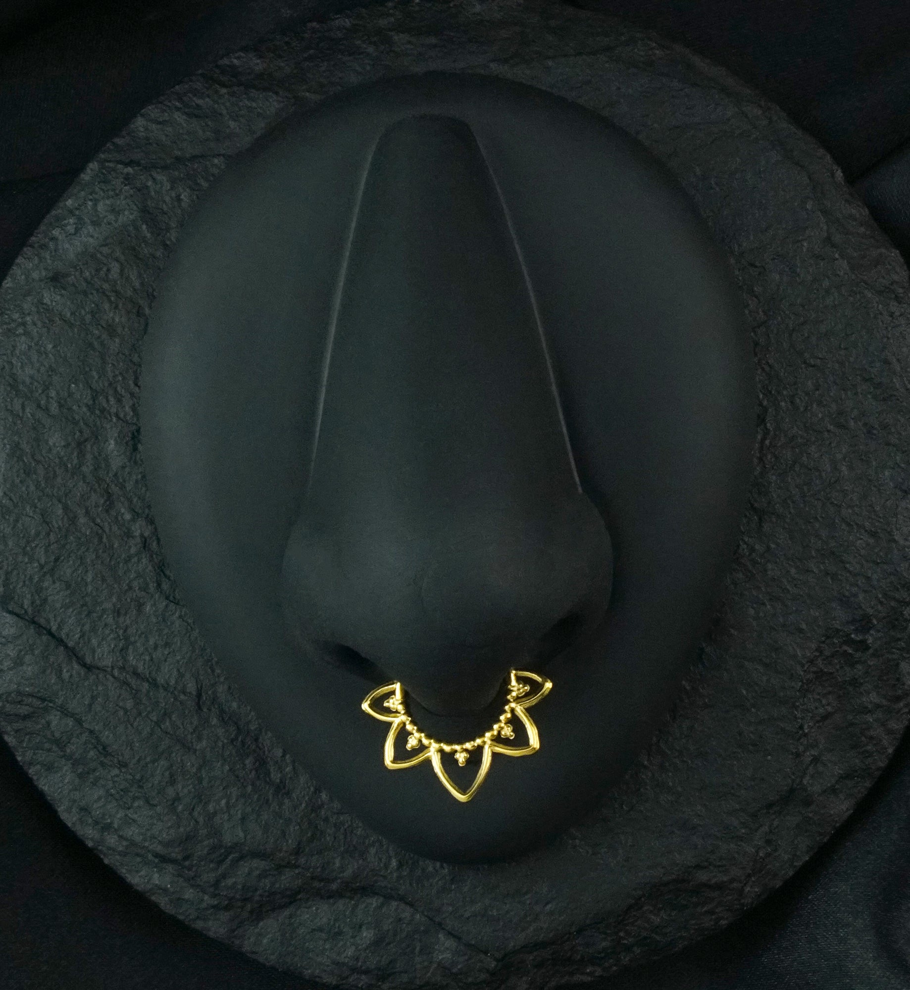 Gold PVD Beaded Fan Hinged Segment Ring