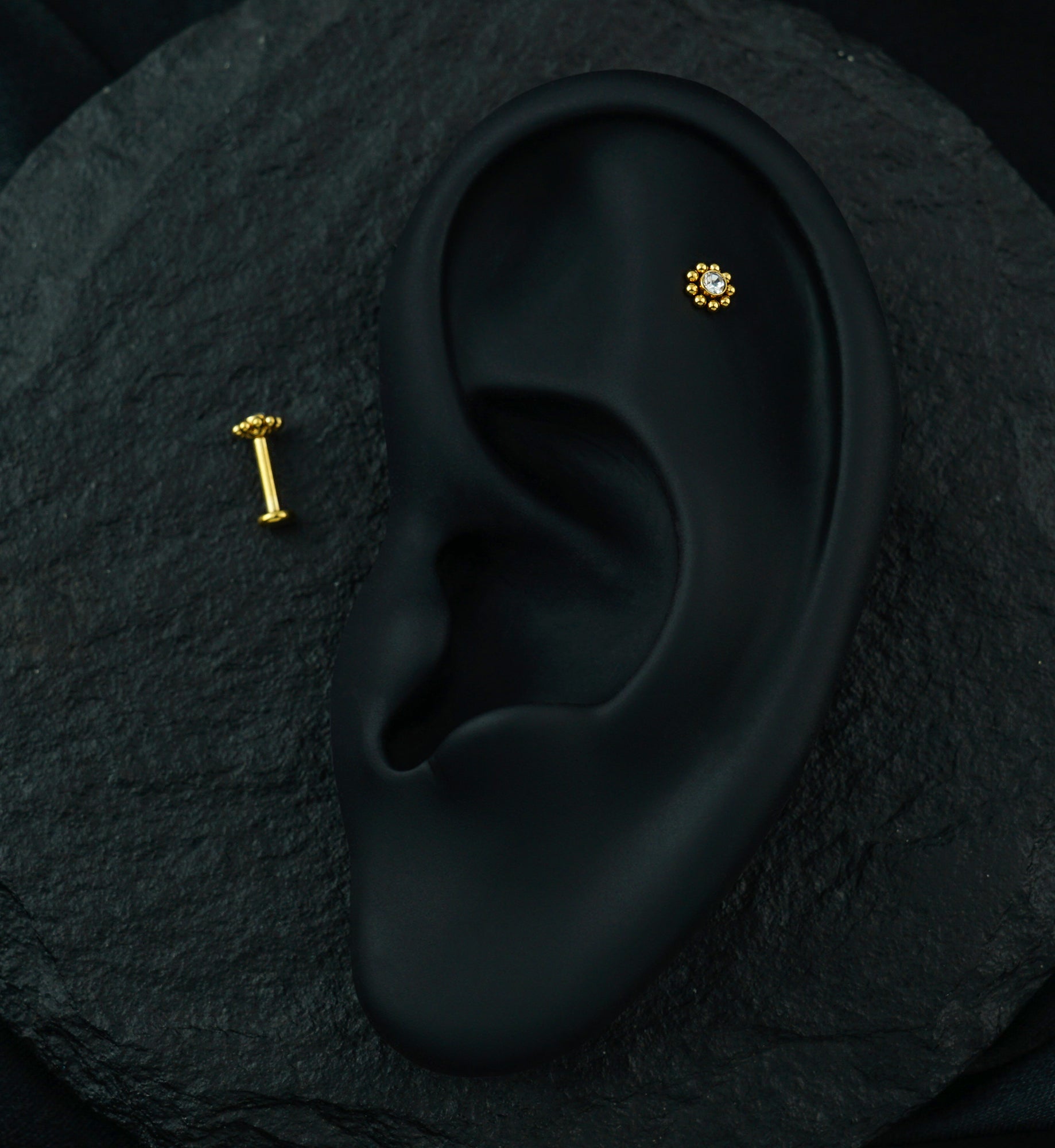 Gold PVD Beaded Gem Labret