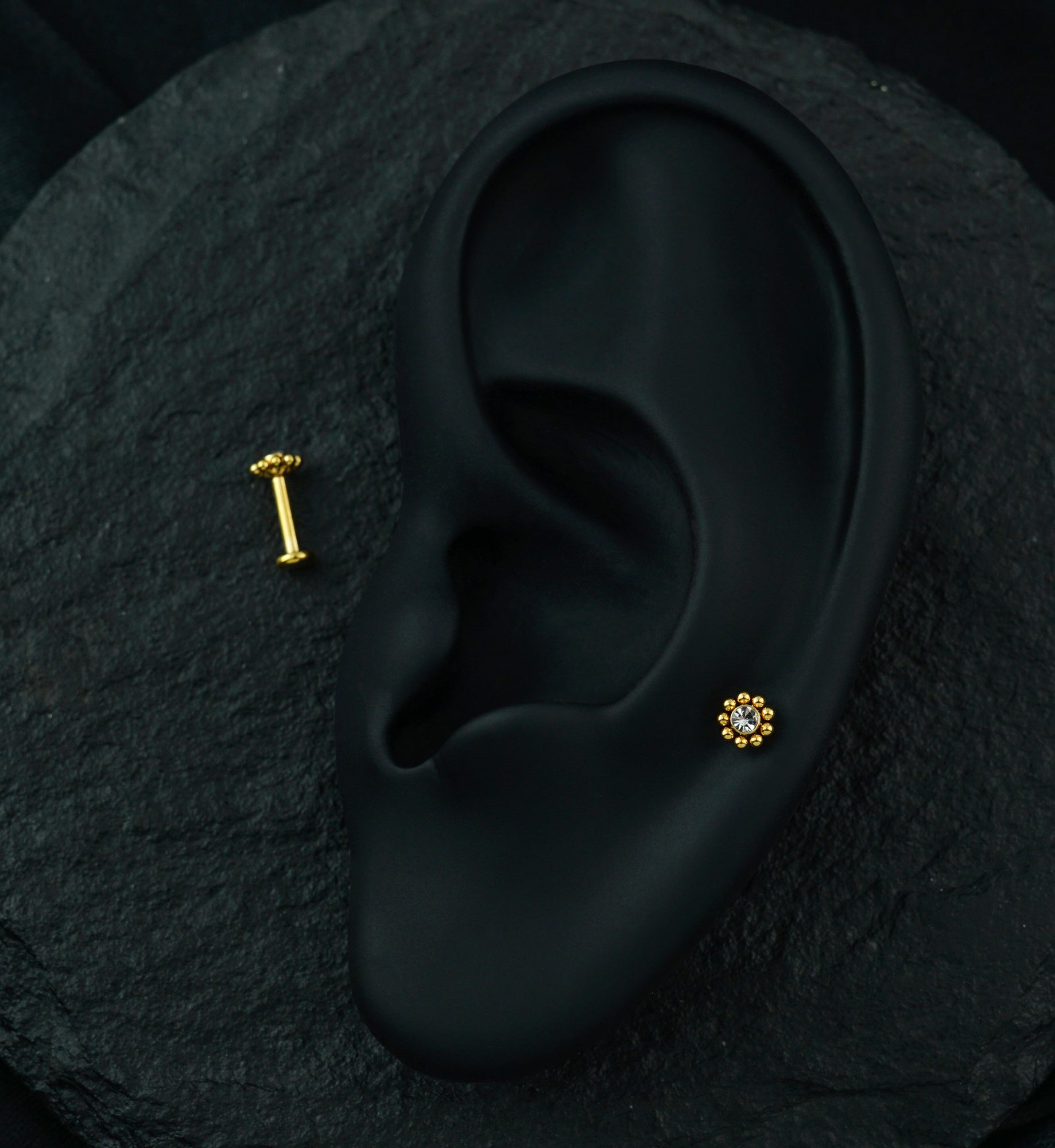 Gold PVD Beaded Gem Labret