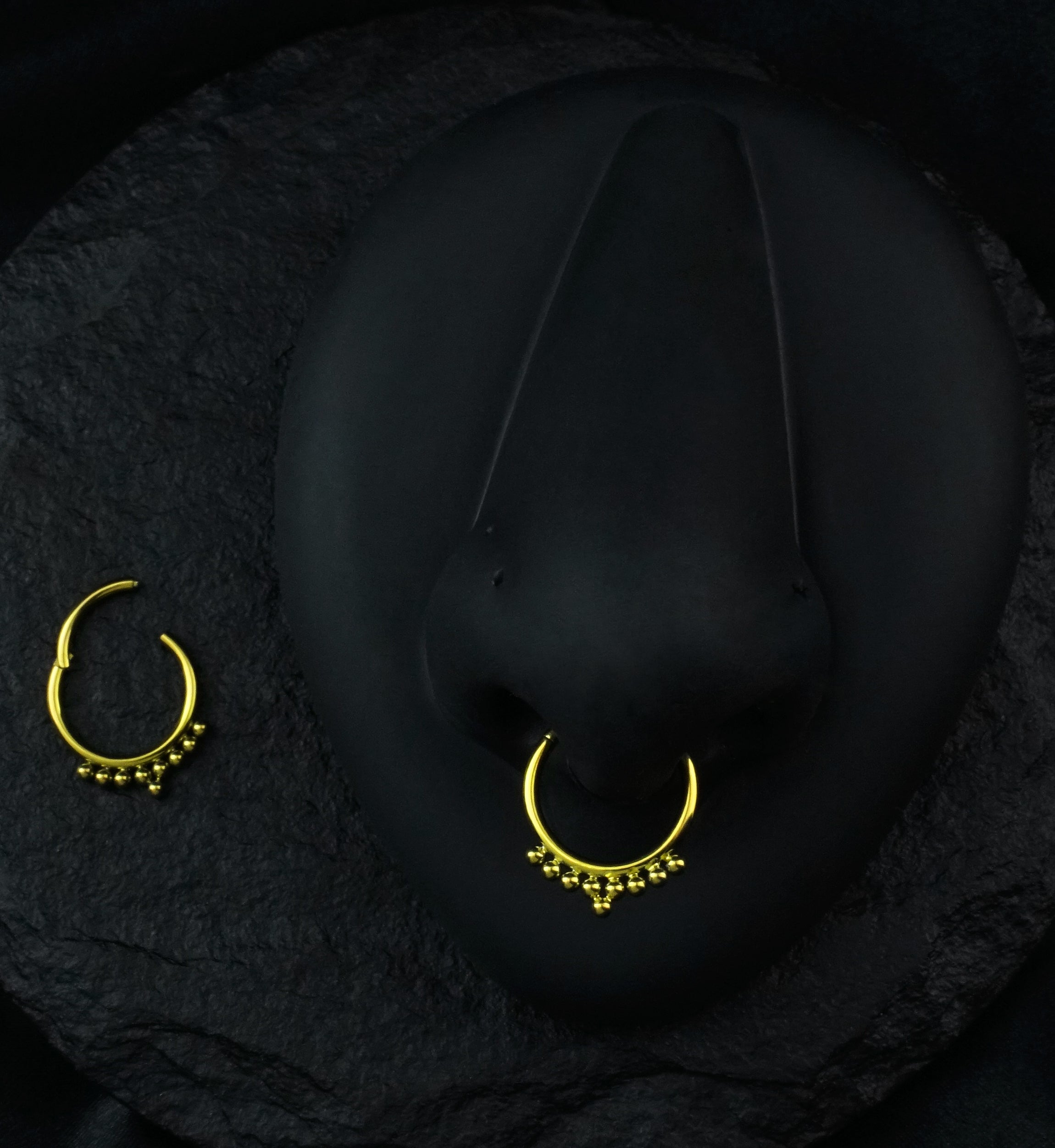 Gold PVD Beaded Stacked Hinged Segment Ring