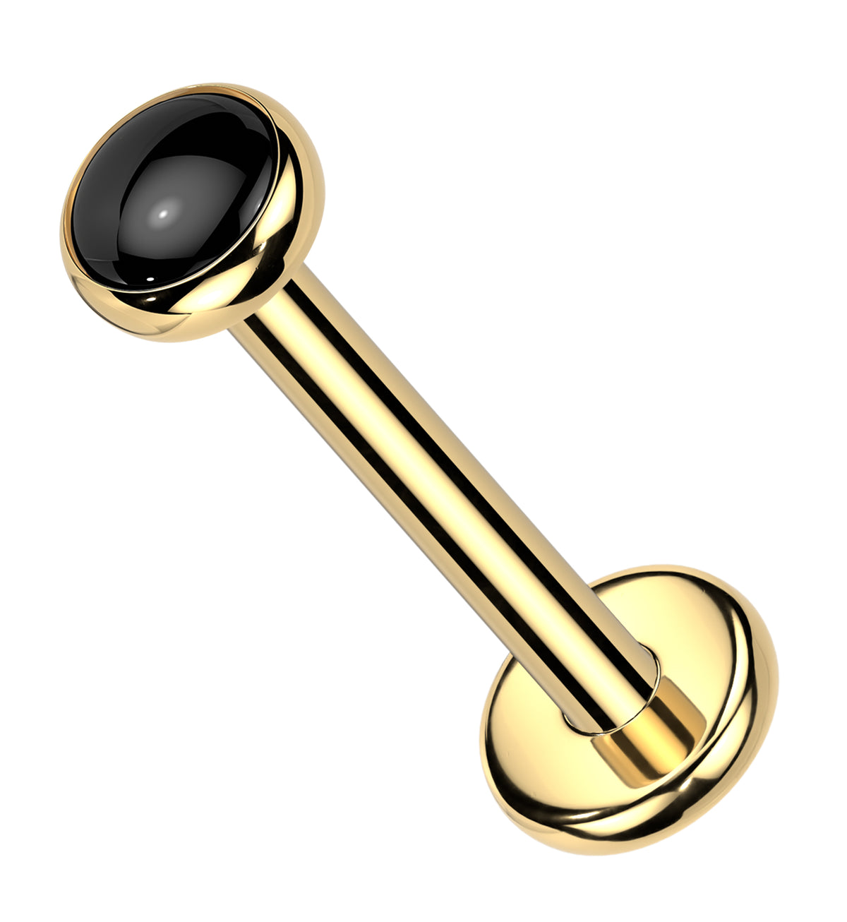 Gold PVD Black Onyx Stone Titanium Threadless Labret