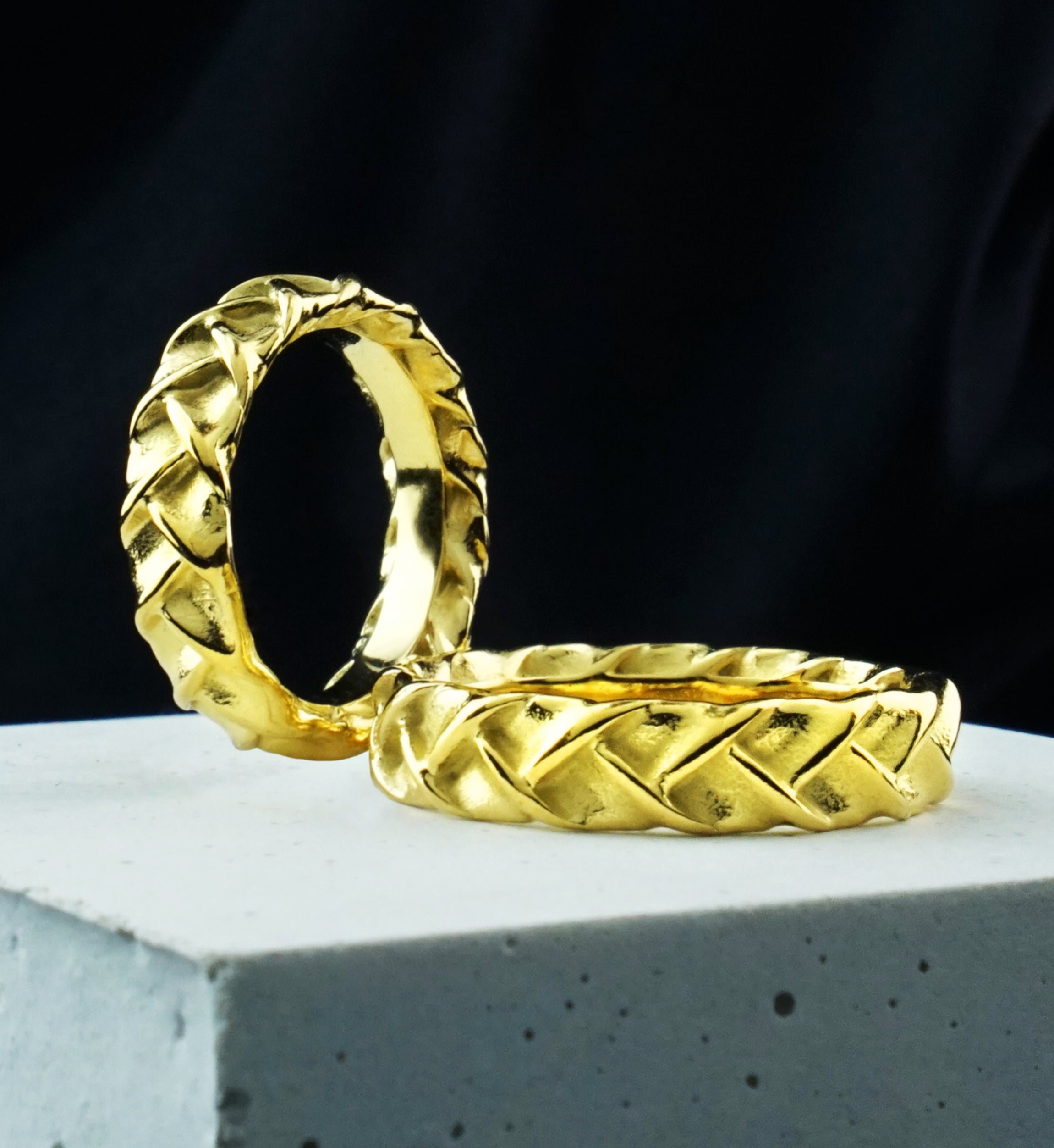 Gold PVD Braided Stainless Steel Ring