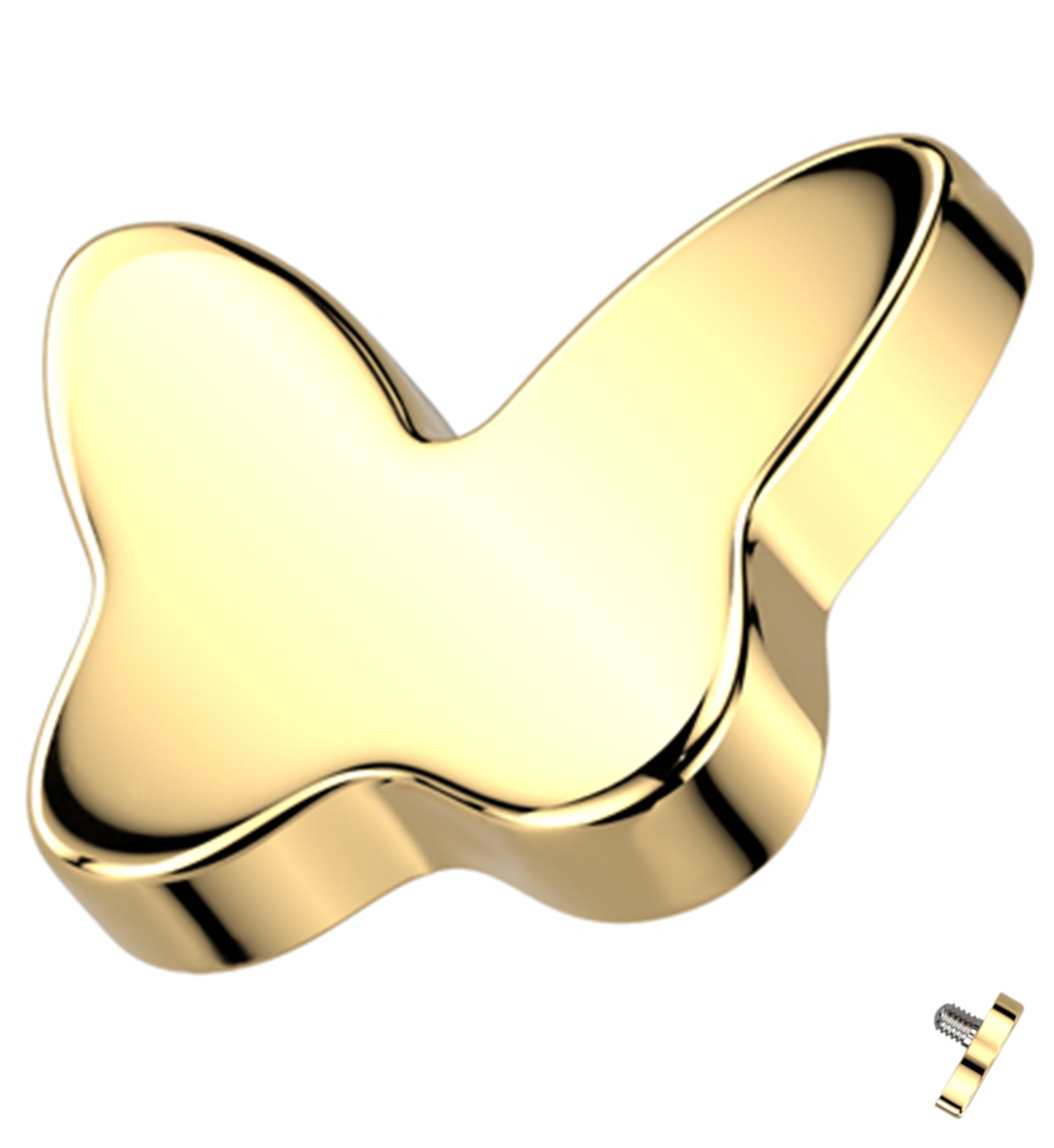 Gold PVD Bubble Butterfly Titanium Internally Threaded Top