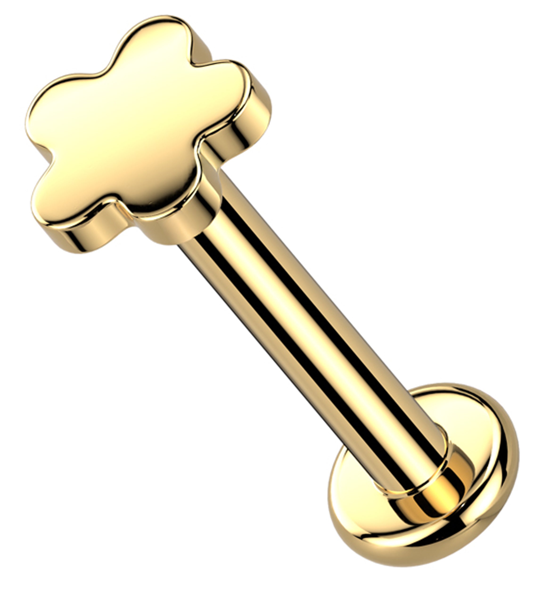 Gold PVD Bubble Flower Internally Threaded Titanium Labret