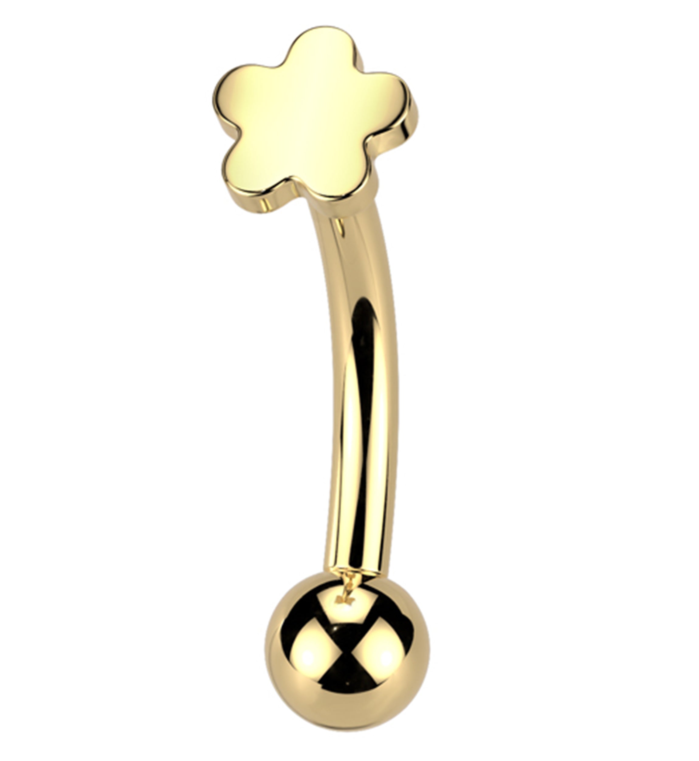 Gold PVD Bubble Flower Threadless Titanium Curved Barbell