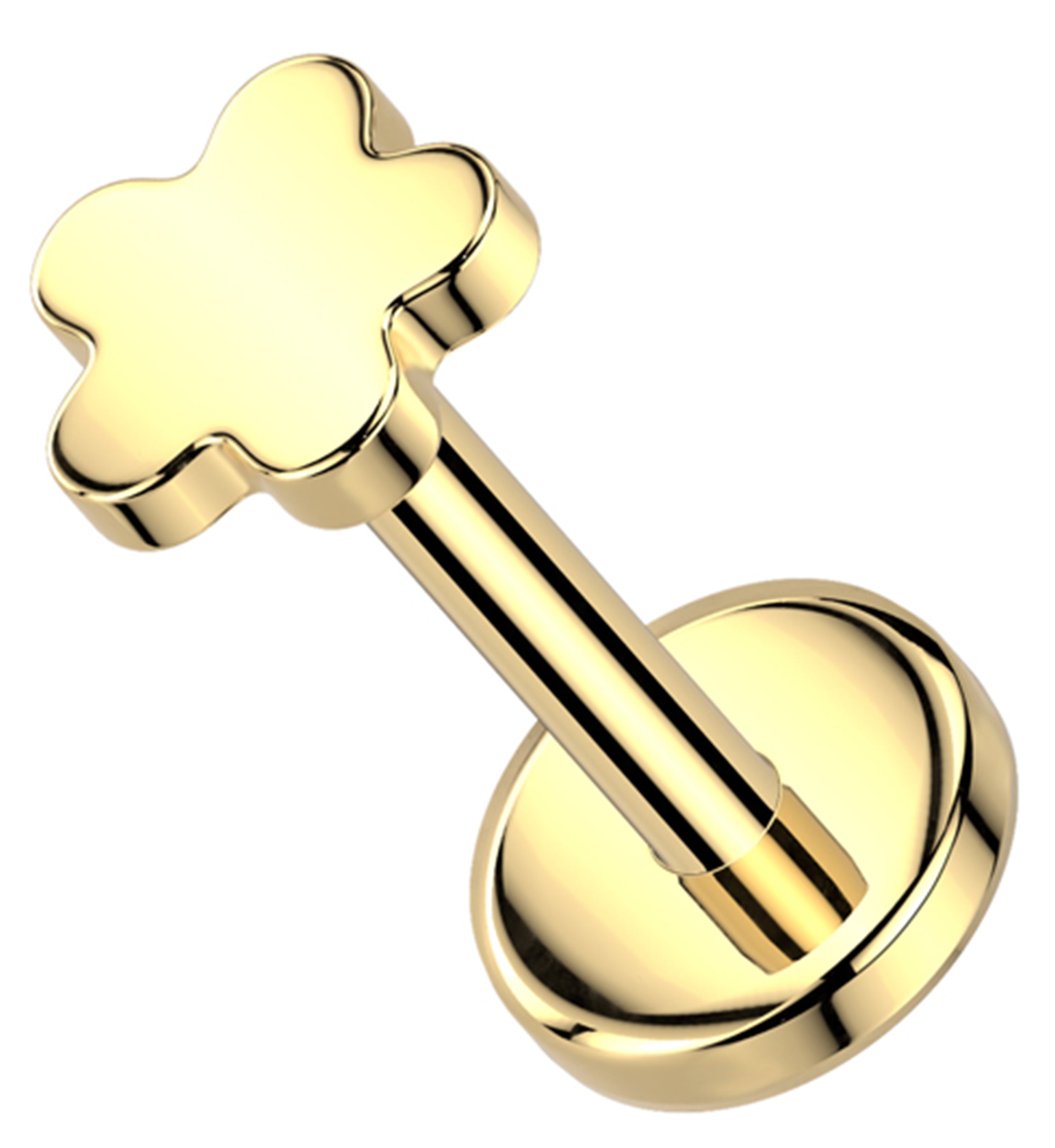 Gold PVD Bubble Flower Threadless Titanium Flat Disk Labret