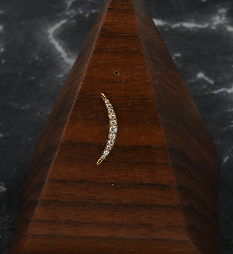 Gold PVD Camber Clear CZ Titanium Threadless Top