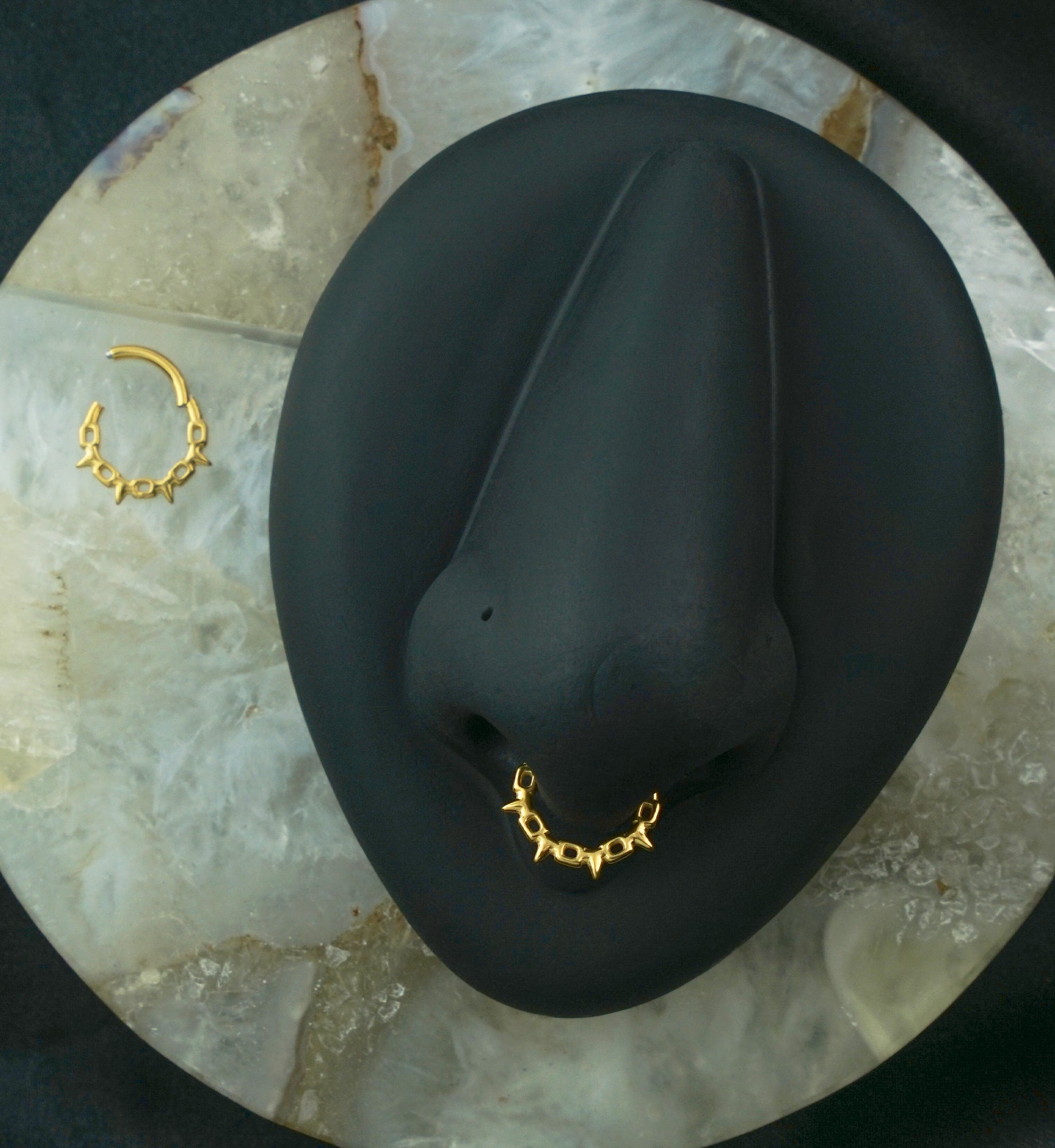 Gold PVD Chain Link Spikes Stainless Steel Hinged Segment Ring