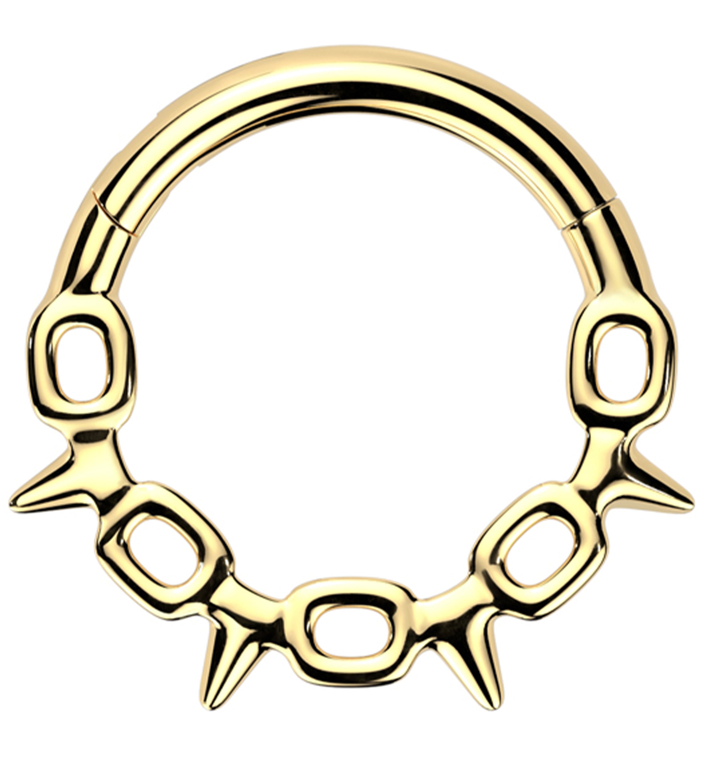Gold PVD Chain Link Spikes Stainless Steel Hinged Segment Ring