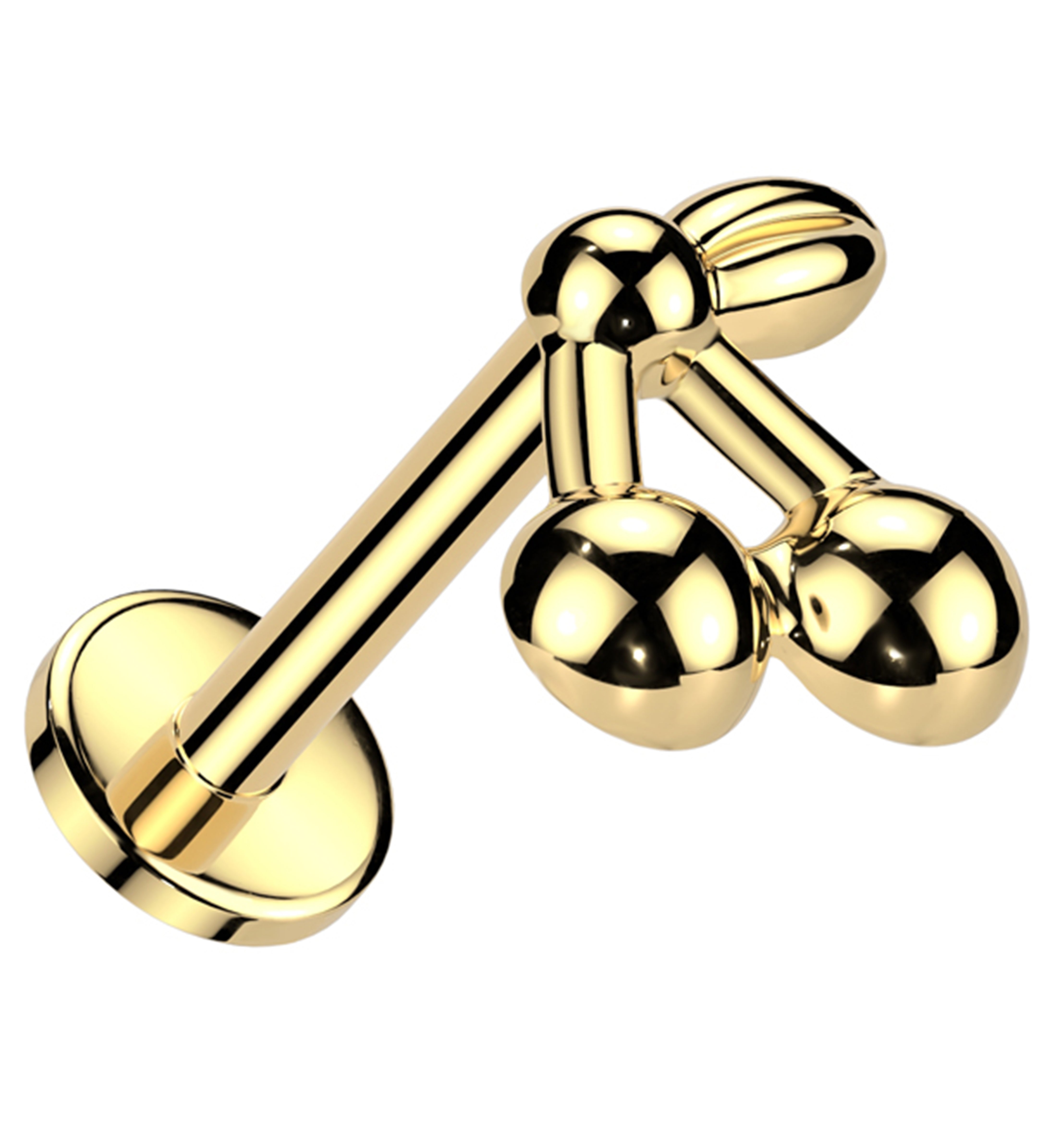 Gold PVD Cherries Internally Threaded Titanium Labret