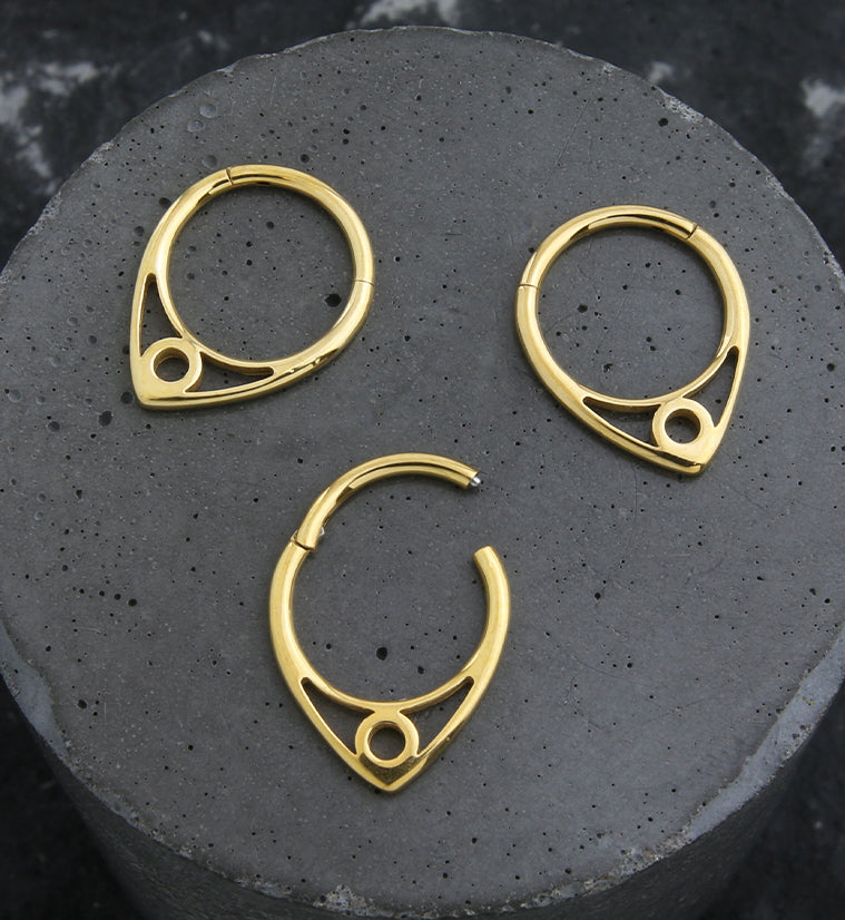 Gold PVD Circle Point Stainless Steel Hinged Segment Ring