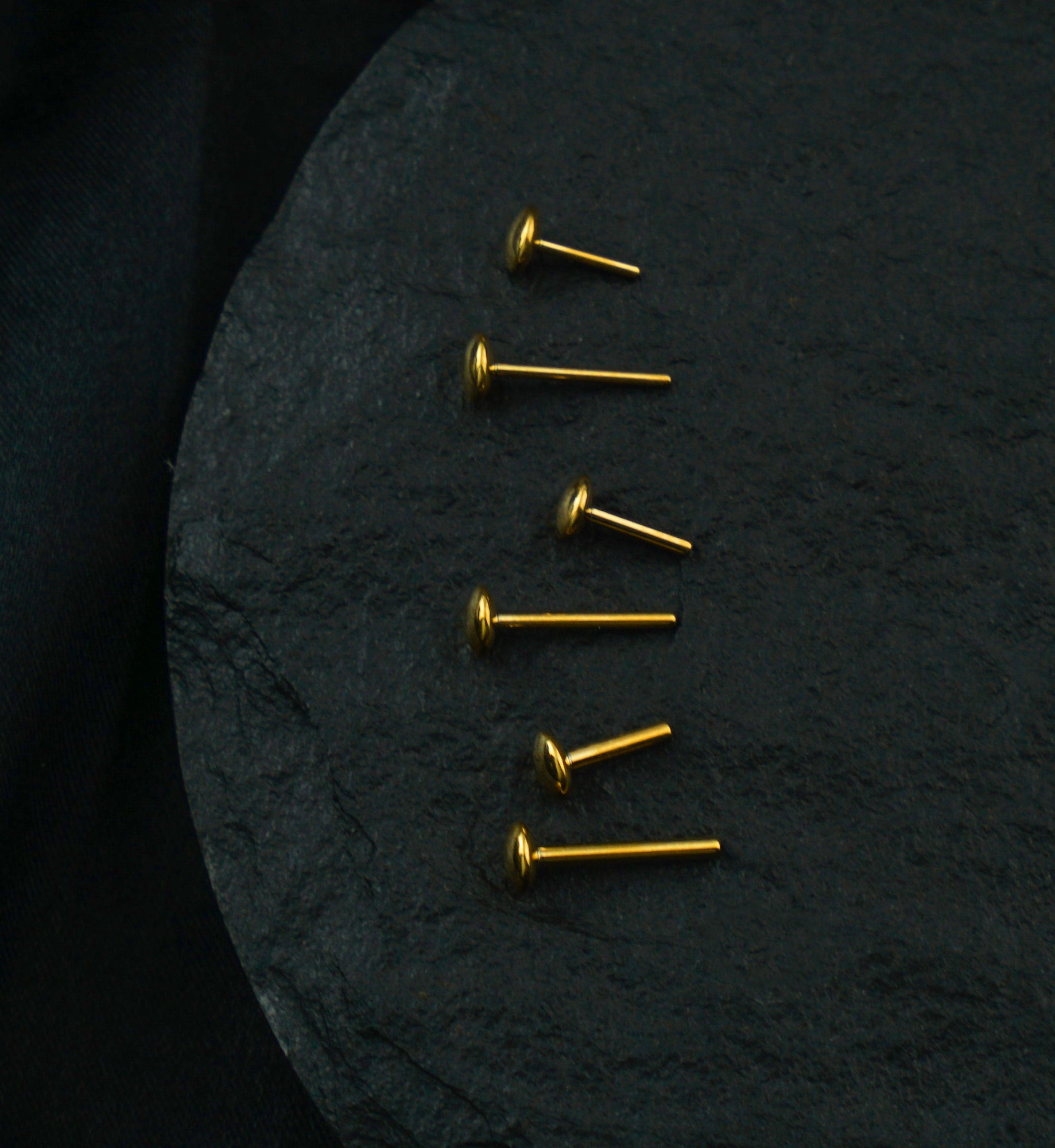 Gold PVD Convex Base Titanium Threadless Labret Post