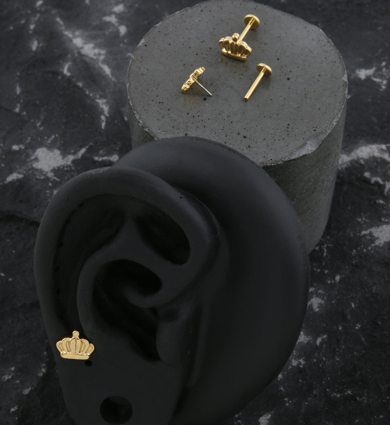 Gold PVD Crown Threadless Titanium Labret