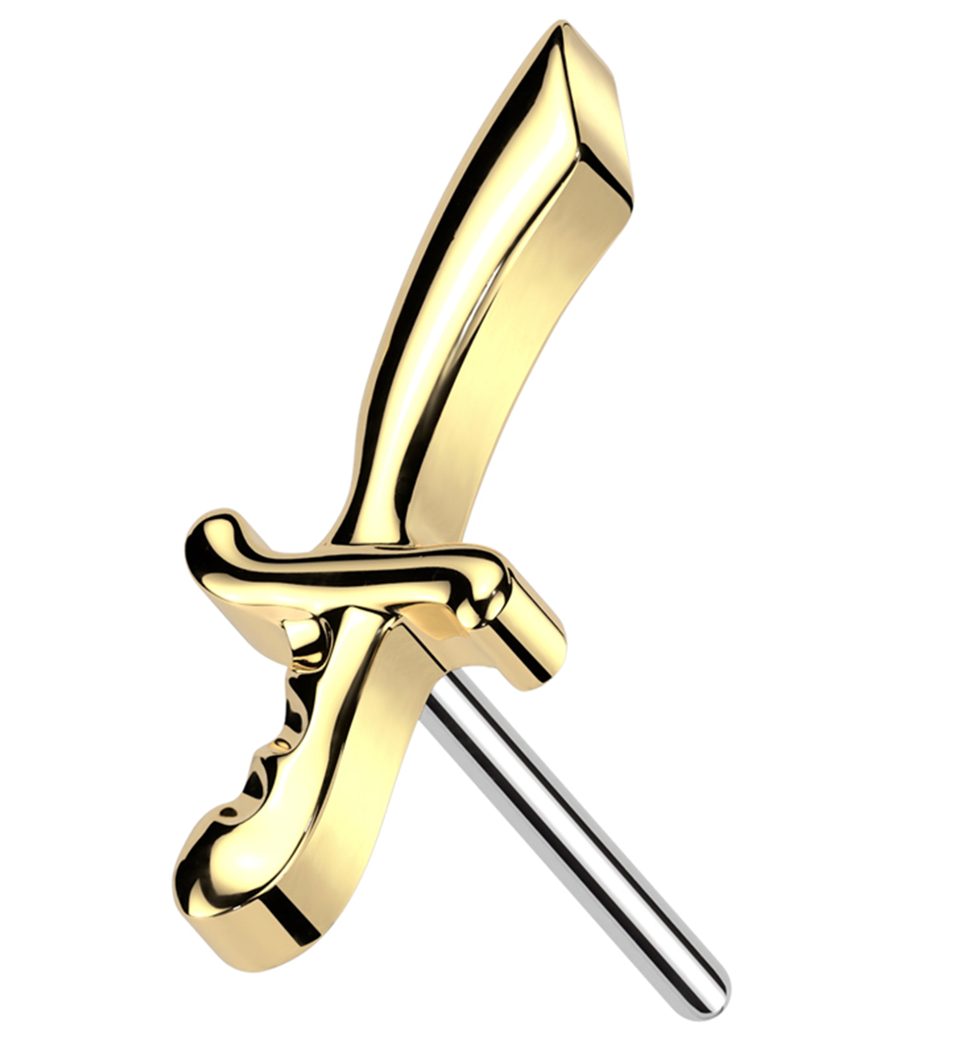 Gold PVD Cutlass Sword Titanium Threadless Top