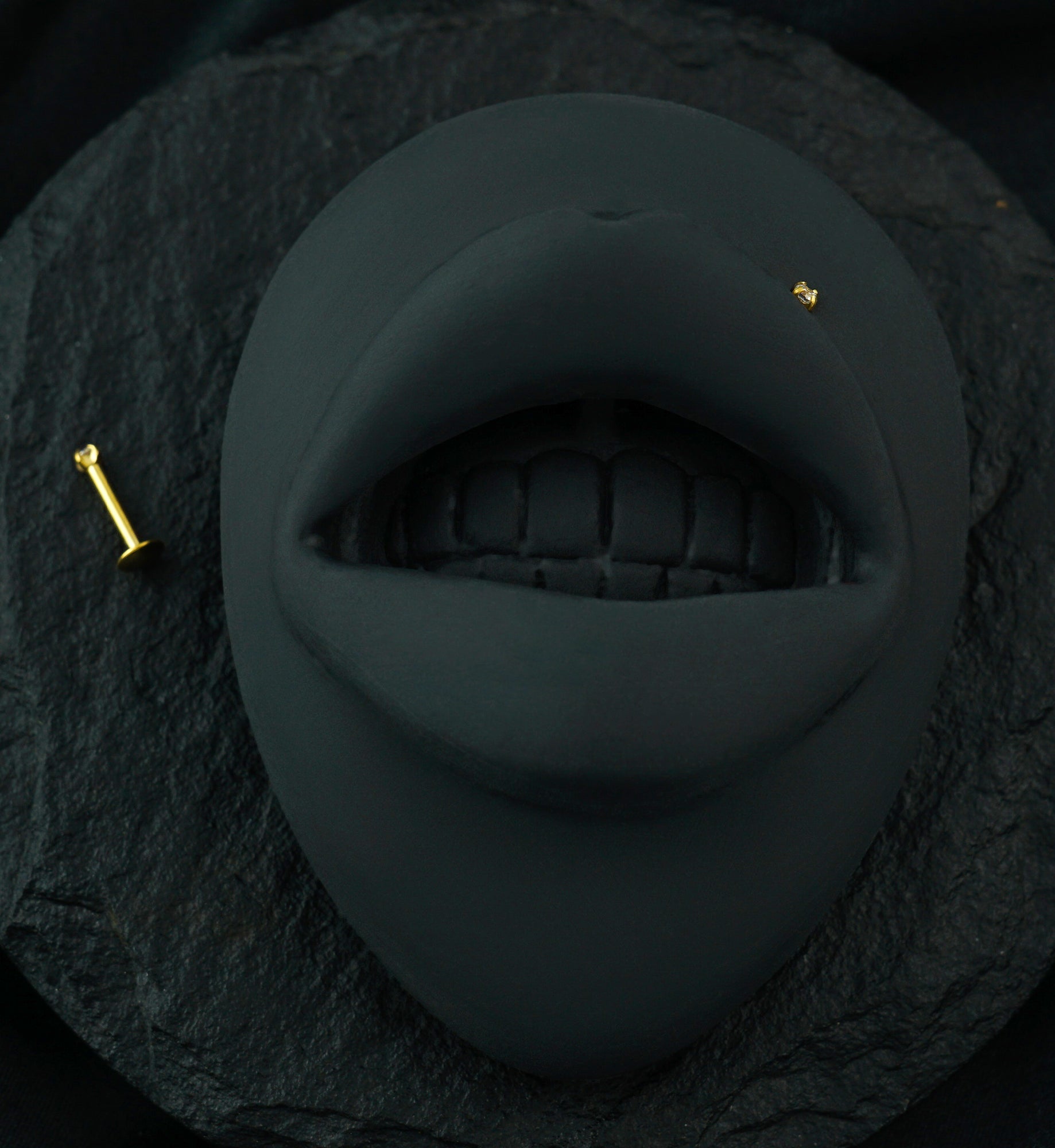 Gold PVD CZ Prong Top Internally Threaded Labret