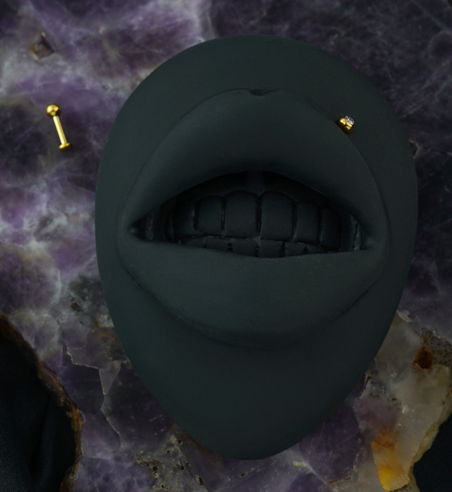 Gold PVD CZ Titanium Labret