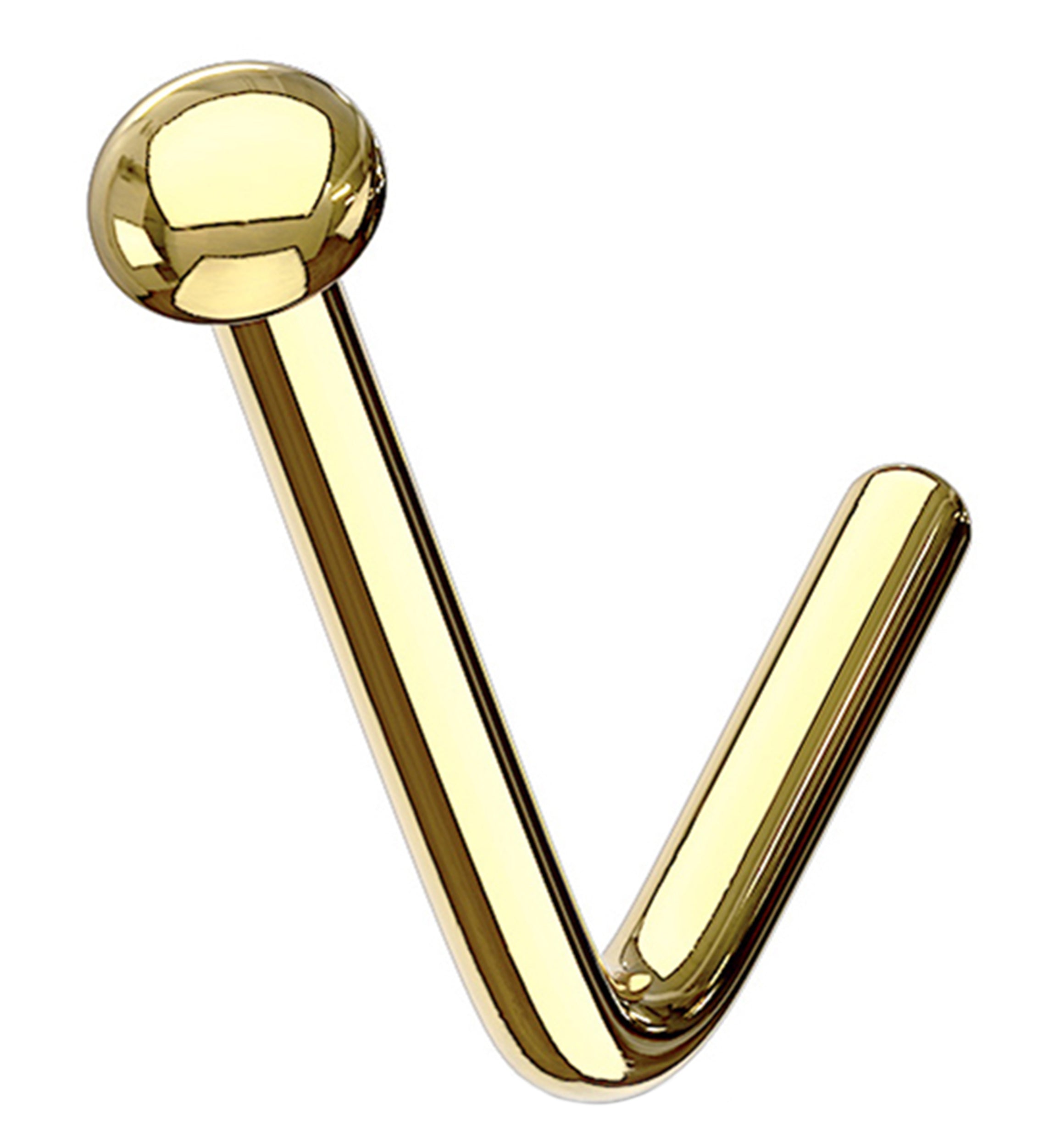 Gold PVD Dome Top L Bend Nose Ring