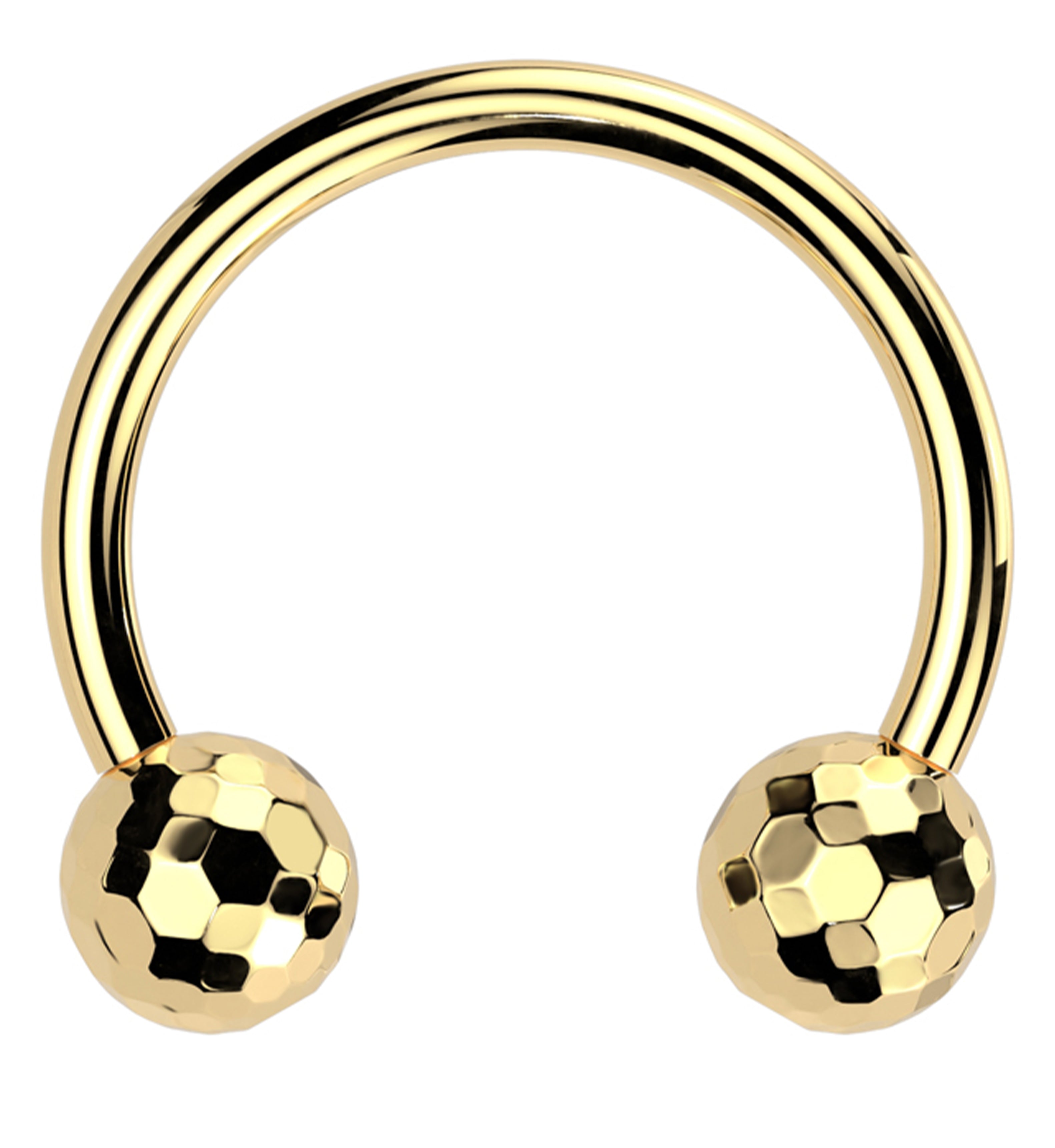 Gold PVD Faceted Ball Threadless Titanium Circular Barbell