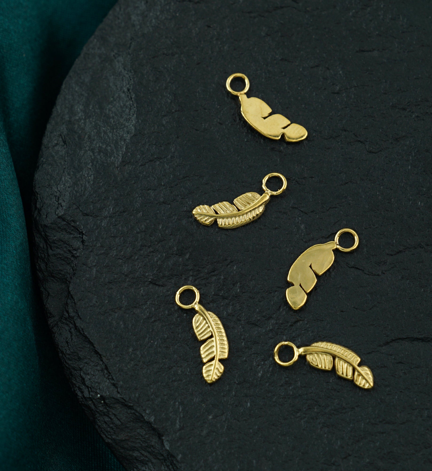 Gold PVD Feather Titanium Charm