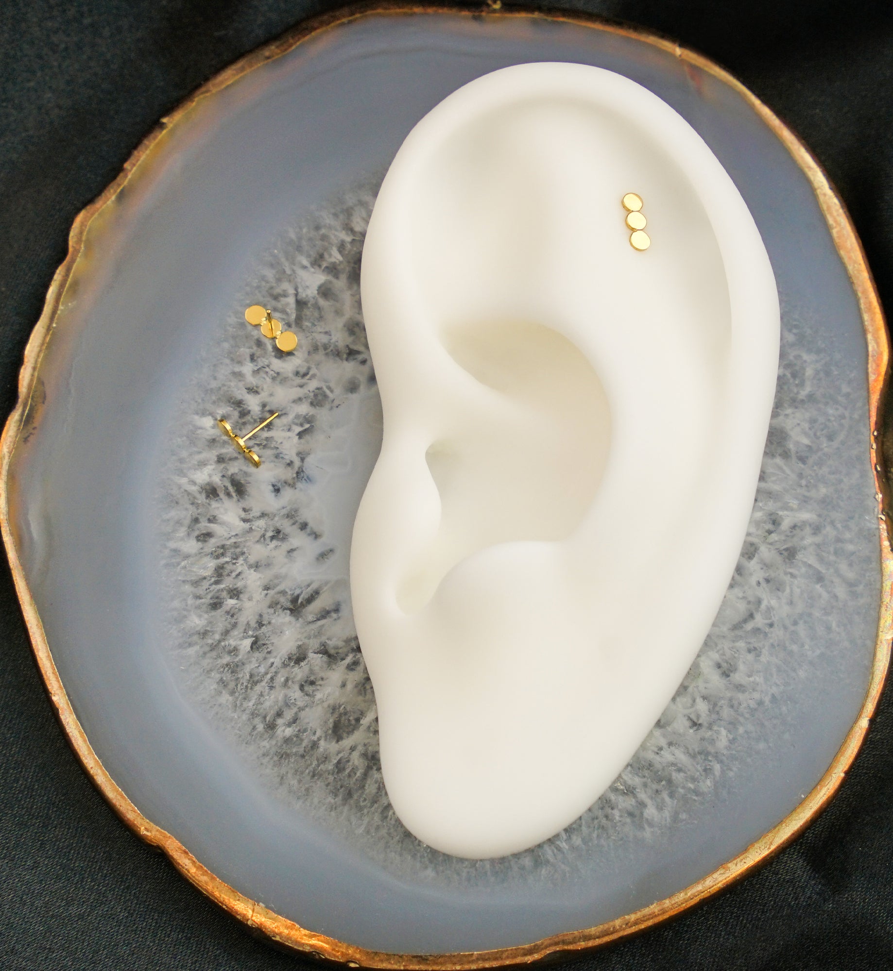 Gold PVD Flat Triple Sphere Threadless Titanium Top