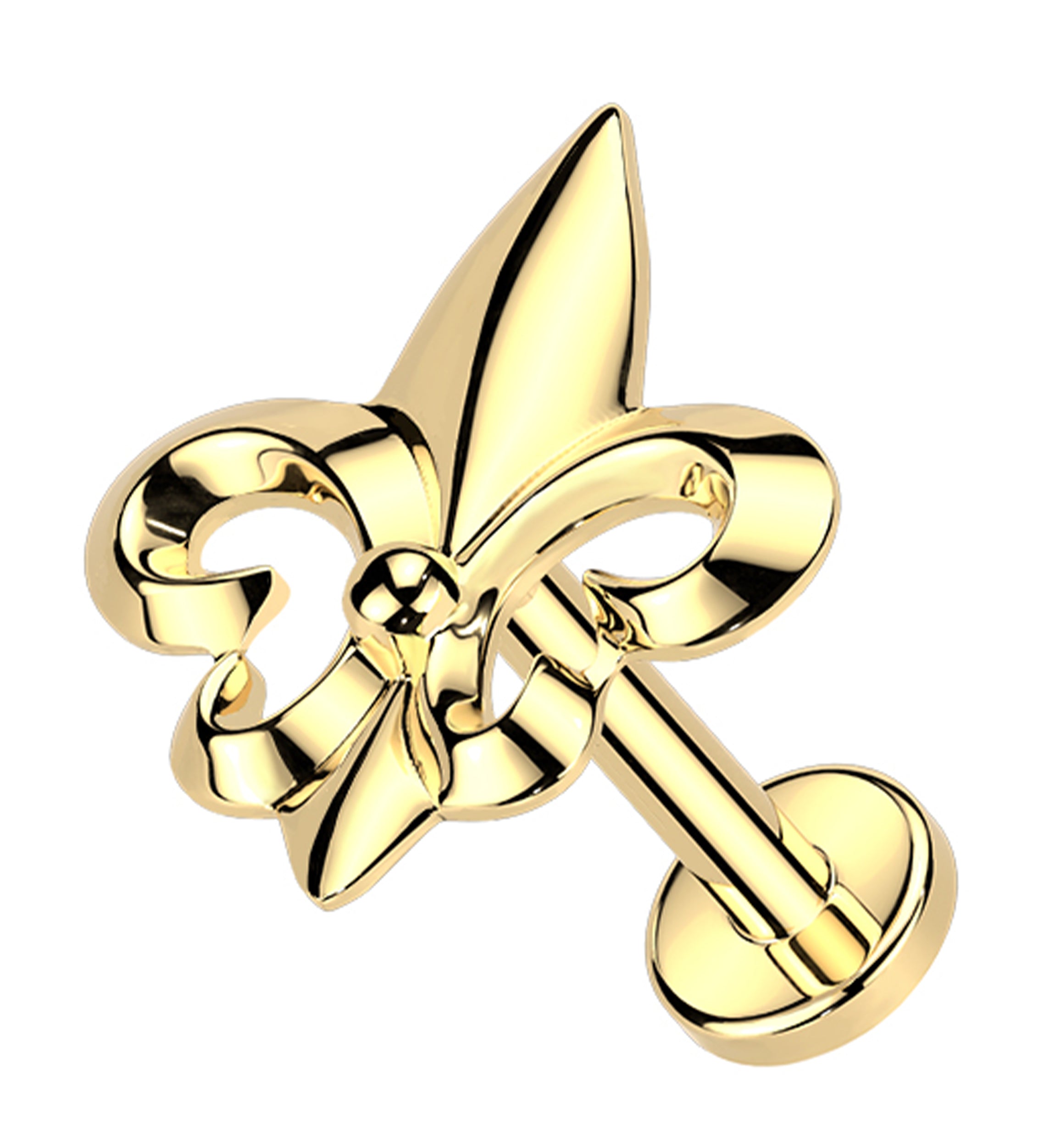 Gold PVD Fleur De Lis Titanium Threadless Labret