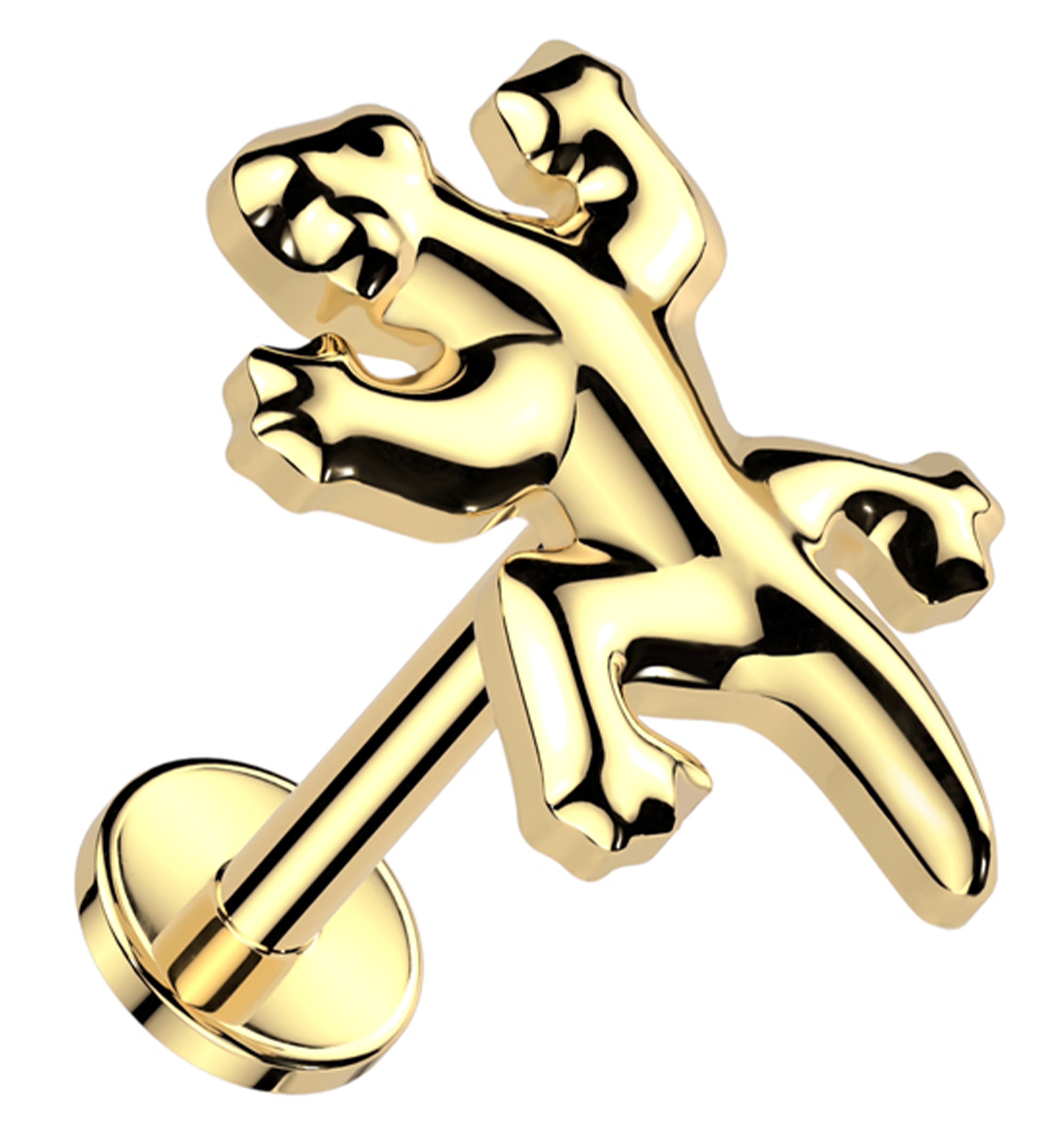 Gold PVD Gecko Internally Threaded Titanium Labret