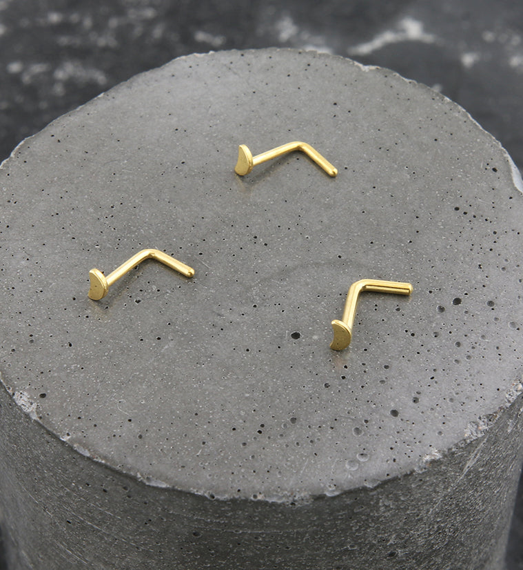 Gold PVD Half Moon Top L Bend Titanium Nose Ring